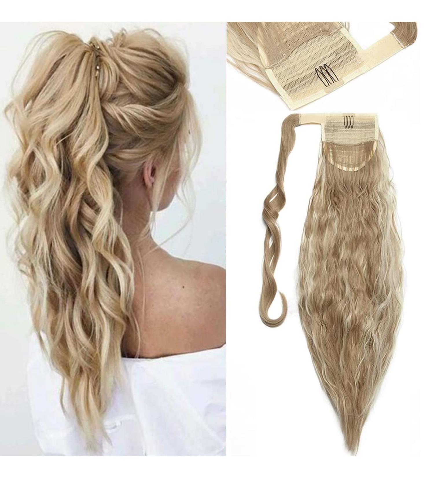 Shop Sego 50cm Wavy Clip-In Ponytail Extension - Curly Synthetic Hair in Sandy Blonde | International Shipping - Buy Online on GoSupps.com