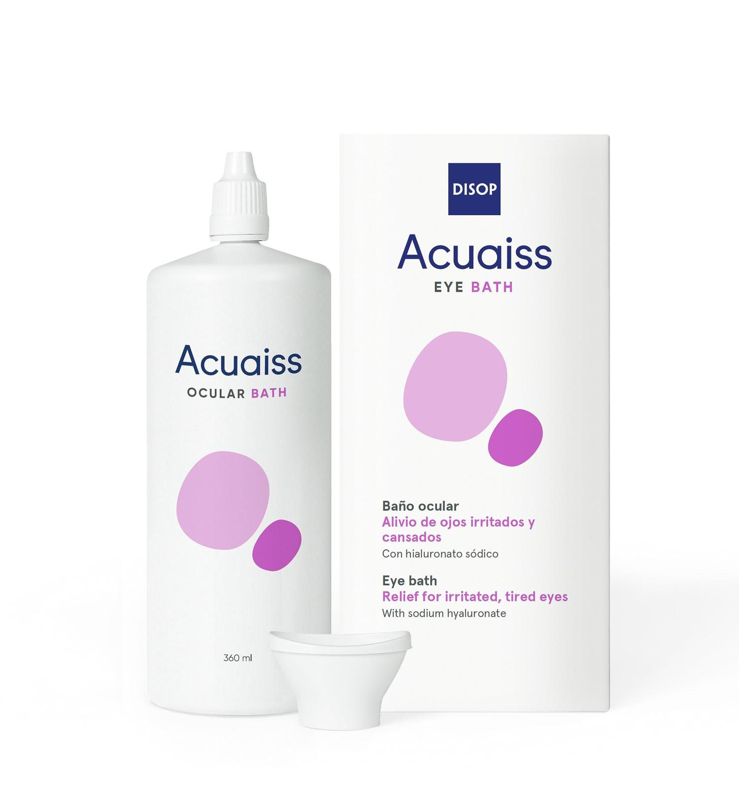 Acuaiss Eye Wash with Hyaluronic Acid for Cleaning Hydrating and Relieving Itchy Eyes. Includes Antimicrobial Eye Bath Cup (1)