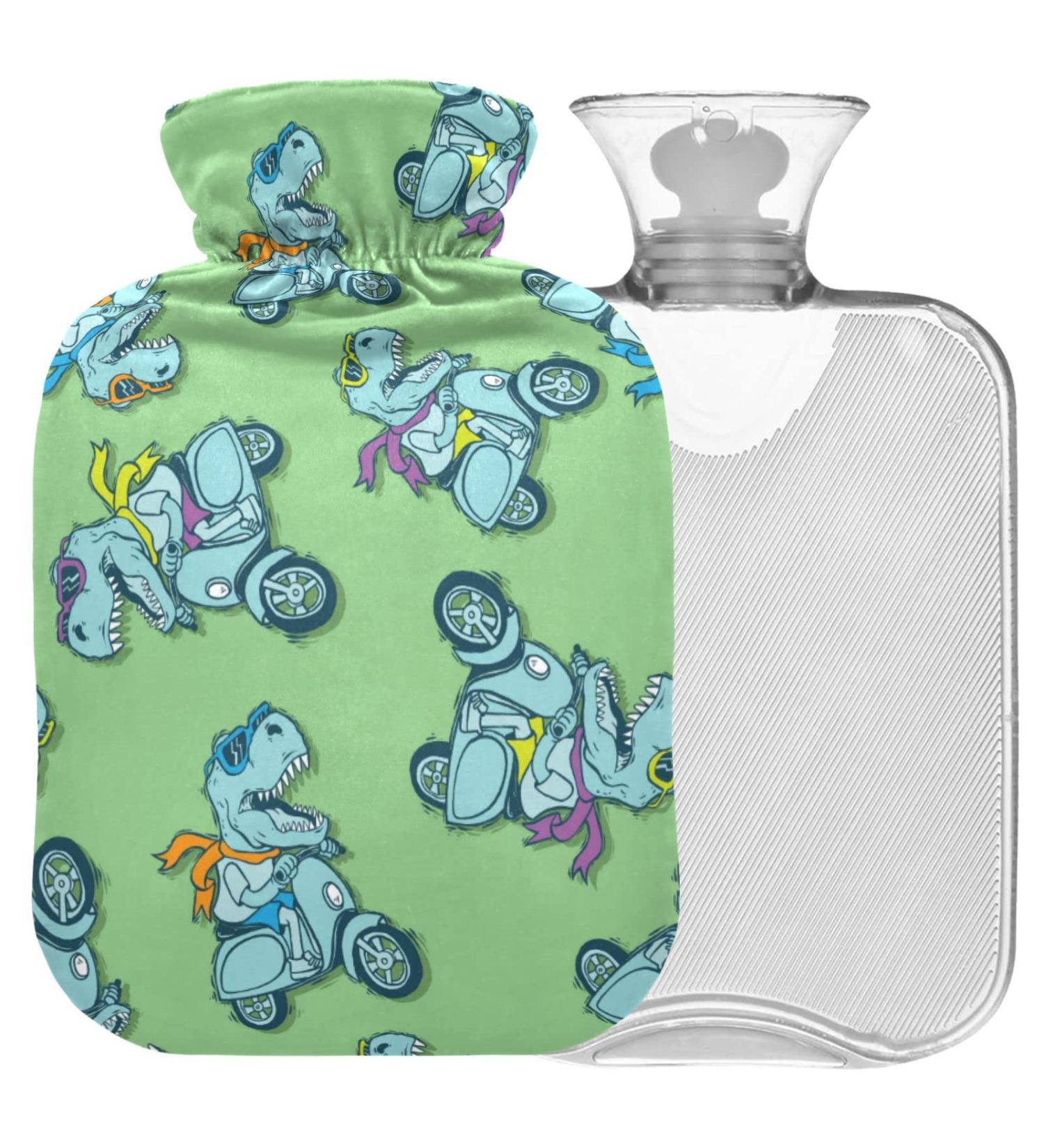 NAANLE Funny T-Rex 2L Transparent Hot Water Bottle | Large Heat & Cold Therapy for Pain Relief - Perfect for Bed & Hand/Foot Use - Buy Online on GoSupps.com