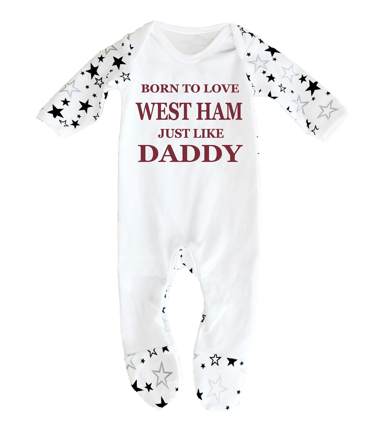 West Ham Baby Sleepsuit | 100% Combed Cotton | 3-6 Months | UK Designed & Printed - Buy Online on GoSupps.com