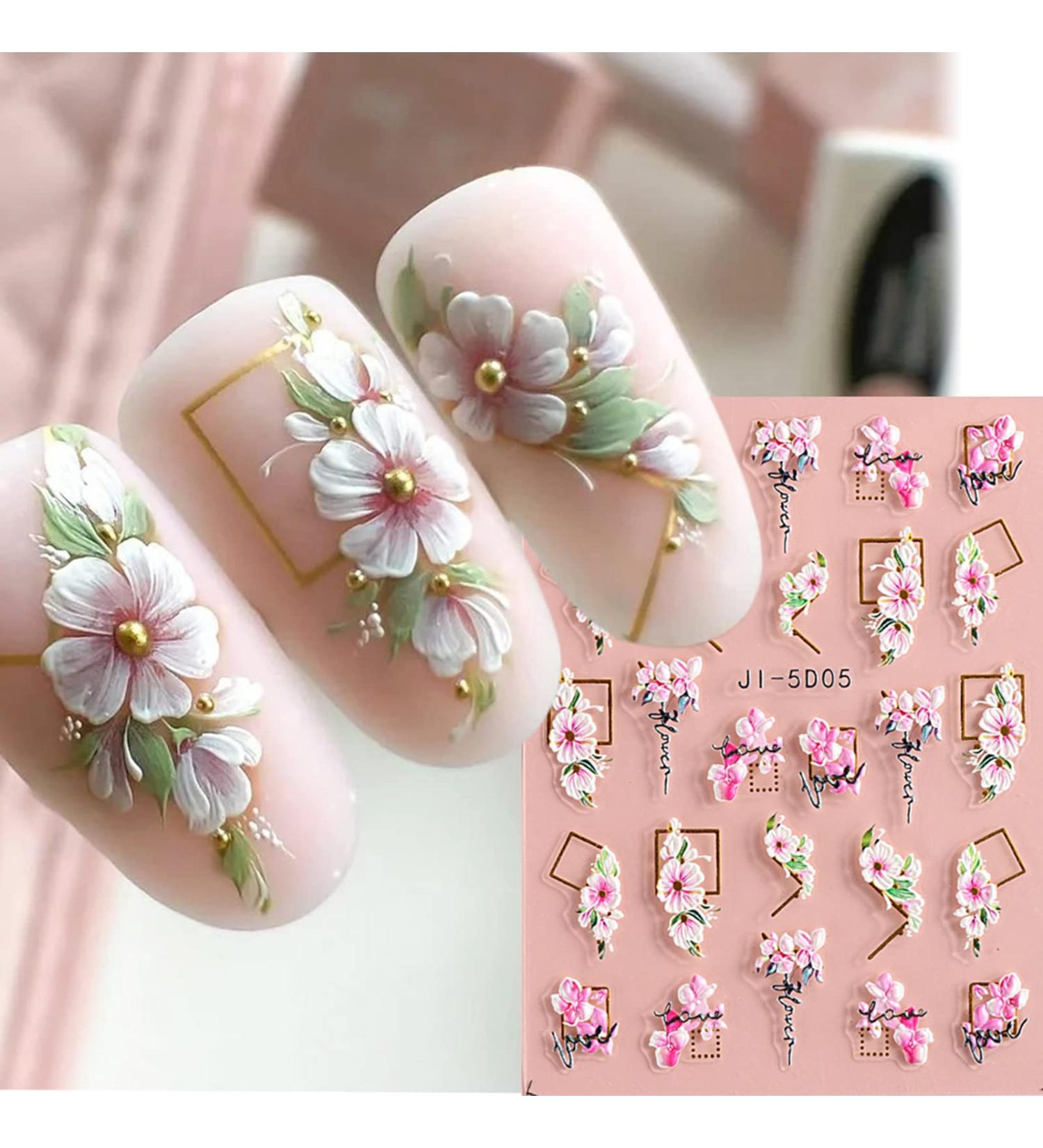 Floral Motif Pink Nail Art That Blooms