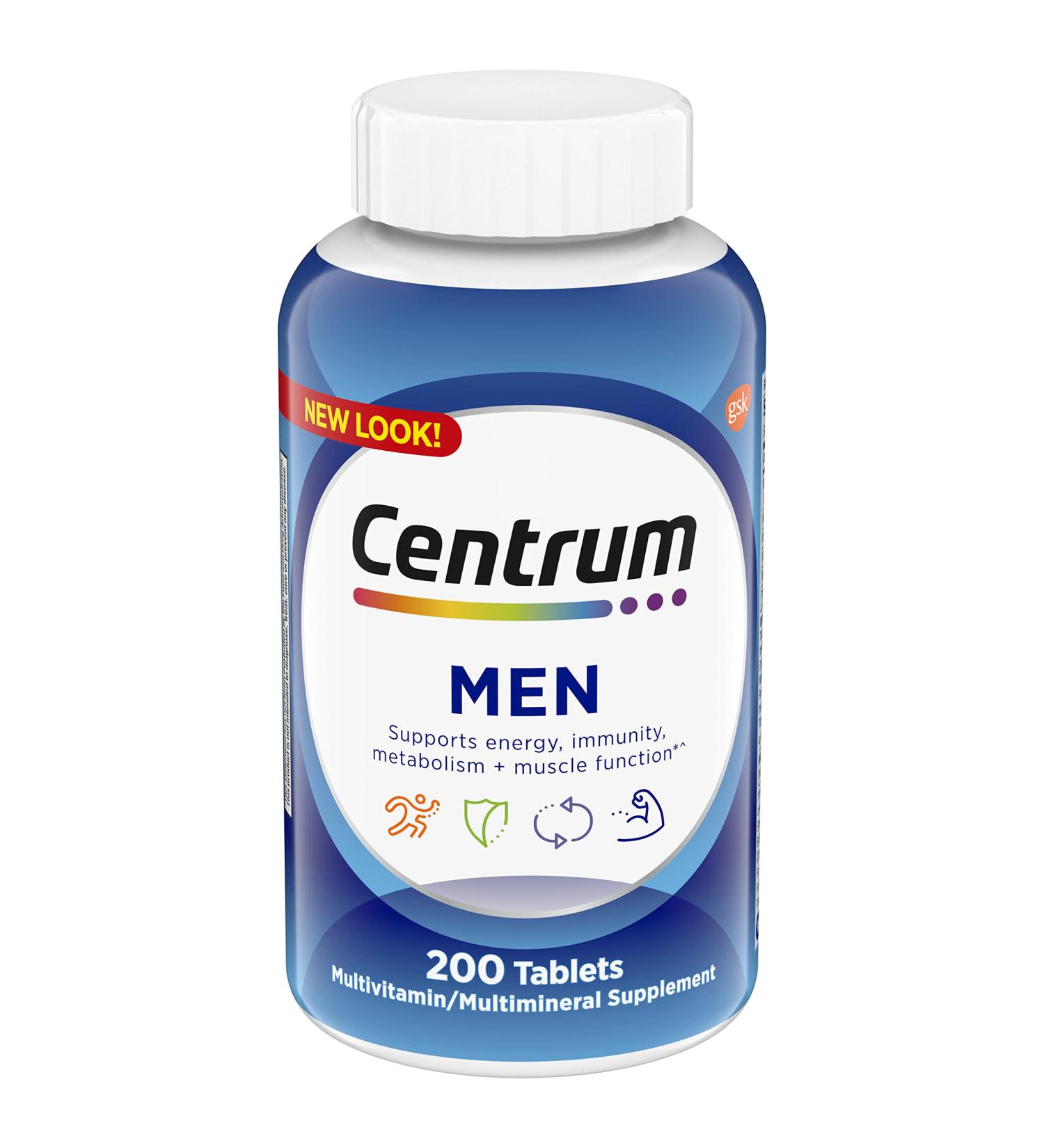 Centrum Men Multivitamin - 200 Tablets with Vitamins C & D for Optimal Health - Buy Online on GoSupps.com