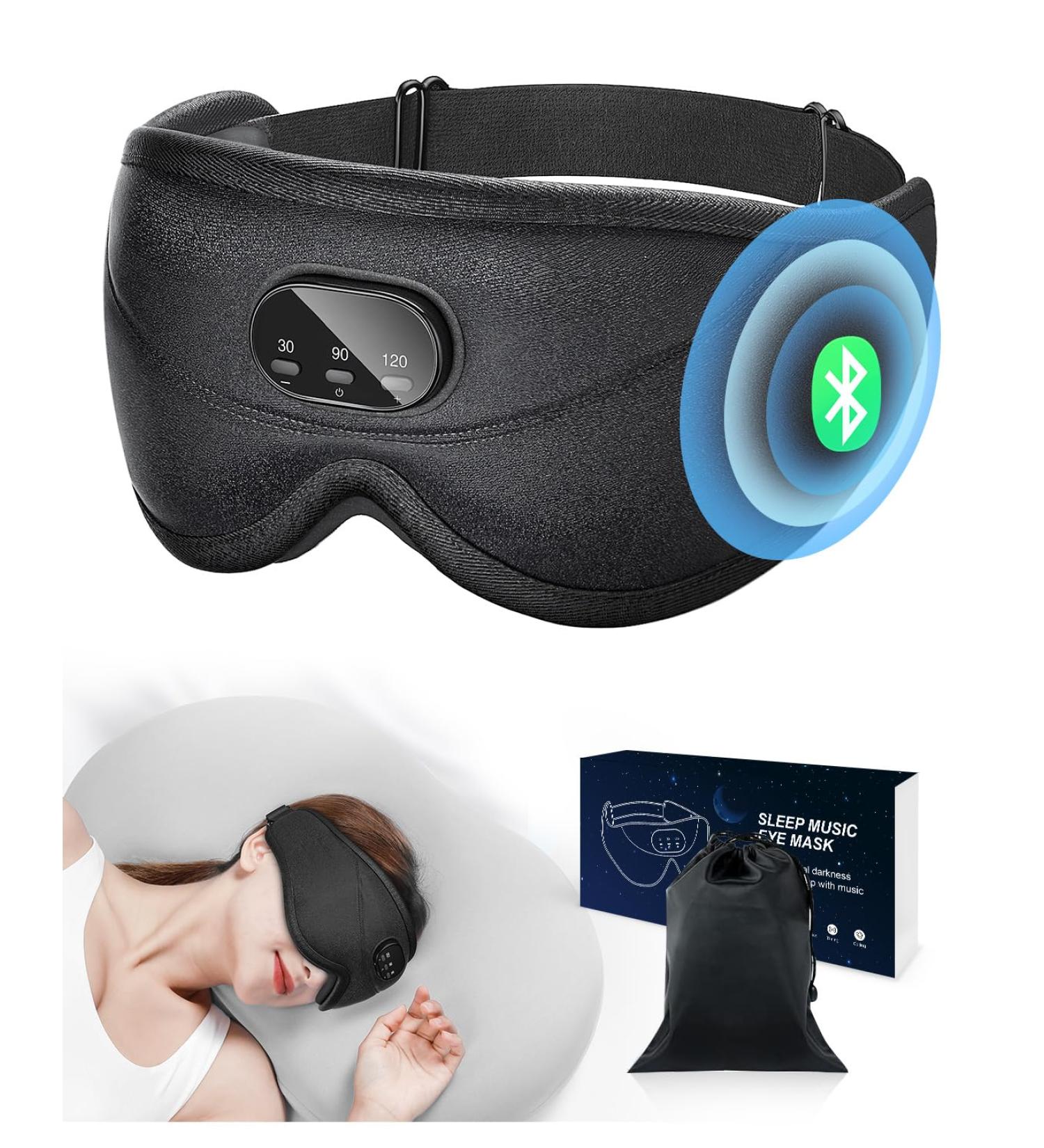 Bluetooth Sleep Mask Headphones | White Noise Blackout Sleepathy Mask | Upgraded 3D Contoured Headphones | Gift for Men & Women | Travel, Nap, Relaxation - Buy Online on GoSupps.com