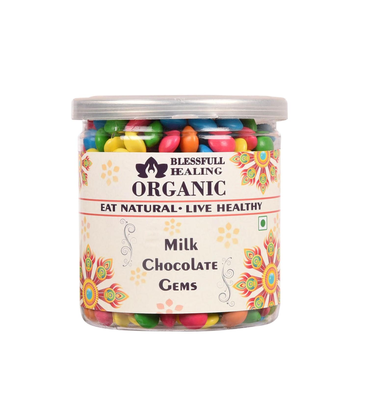 Blessfull Healing Organic Milk Chocolate Gems 400 Gram Airtight Container (Packing May Vary)