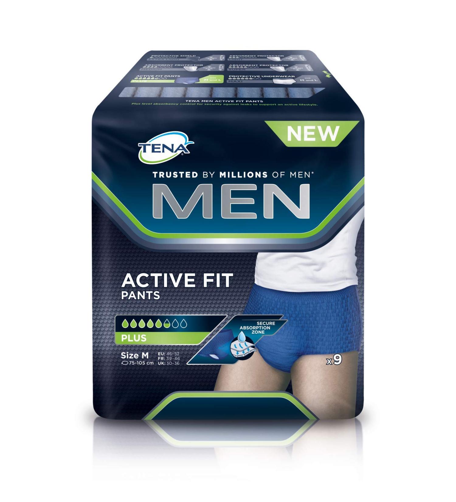 Tena Medium Men Active Pants S/M (x9) 9 Count (Pack of 1)