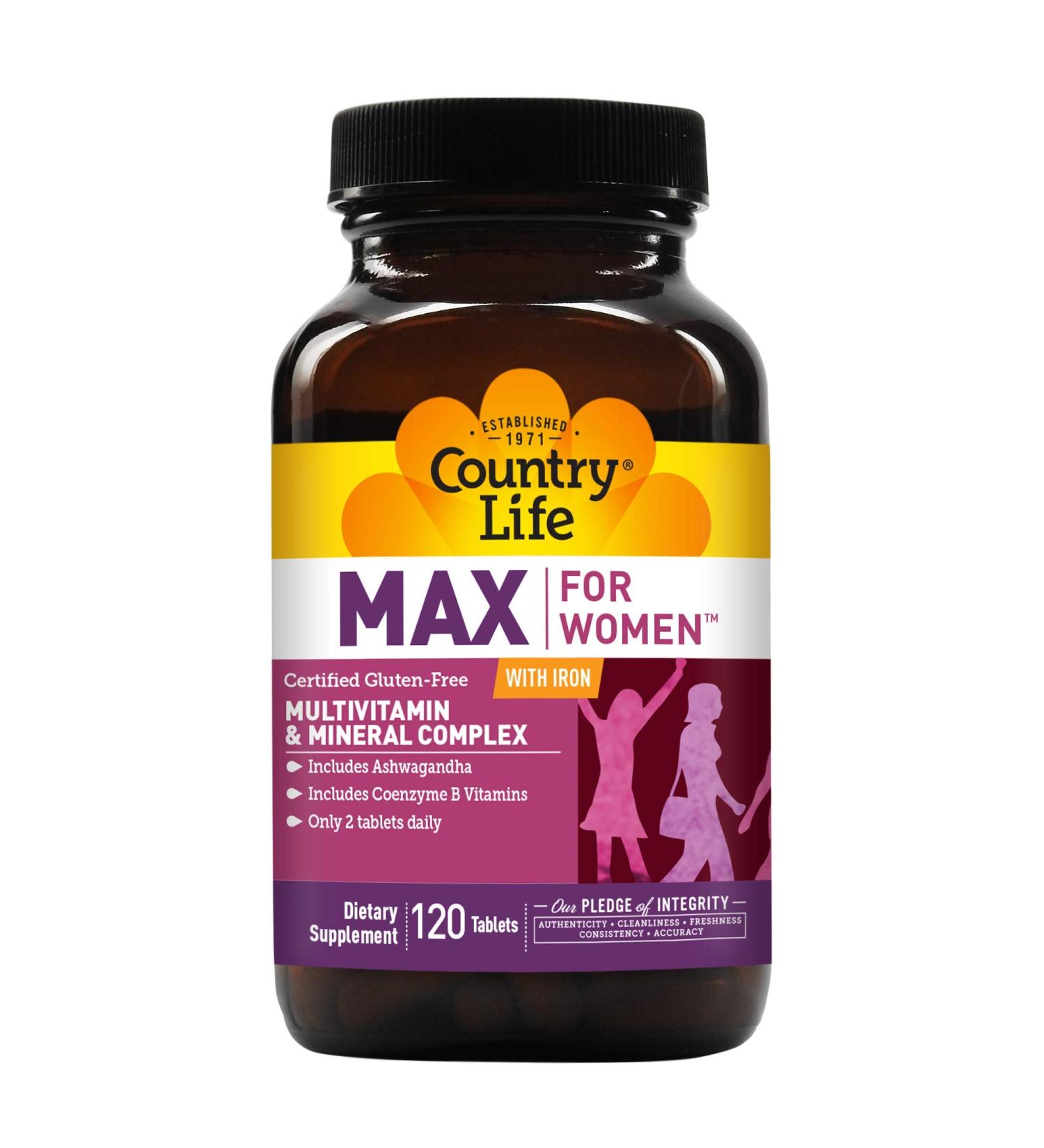 Country Life Max for Women Multivitamin & Mineral Complex with Iron - 120 Tablets - Buy Online on GoSupps.com