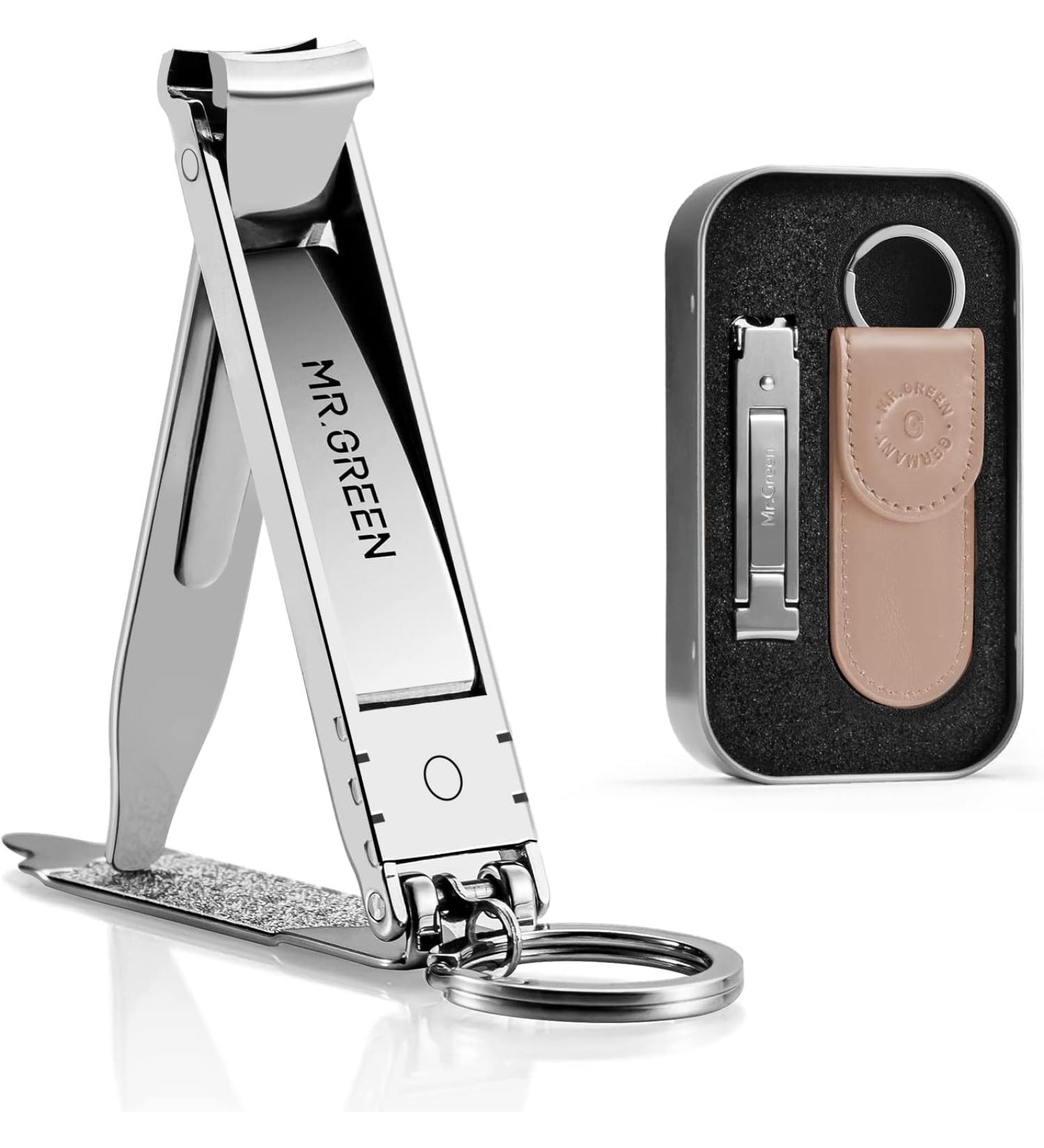 MR.GREEN Collapsible Nail Clippers Small and Thin Portable Travel Nail Scissors Cutter Stainless Steel Manicure Tools with Nail Files - Brown Leather Case+ Iron Box - Multicoloured - Buy Online on GoSupps.com