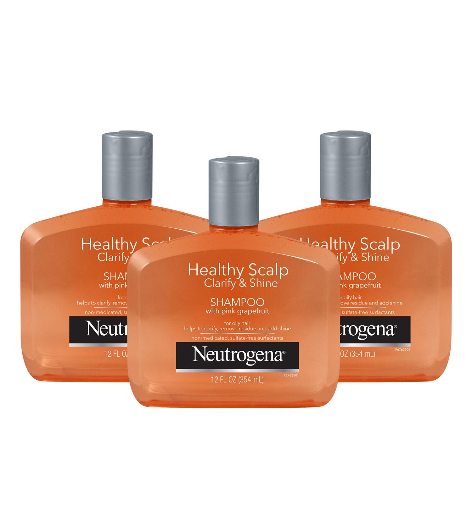 Neutrogena Exfoliating Shampoo for Oily Hair - Clarify & Shine with Pink Grapefruit, 12oz (Pack of 3) | Paraben & Phthalate-Free, Color-Safe - Buy Online on GoSupps.com