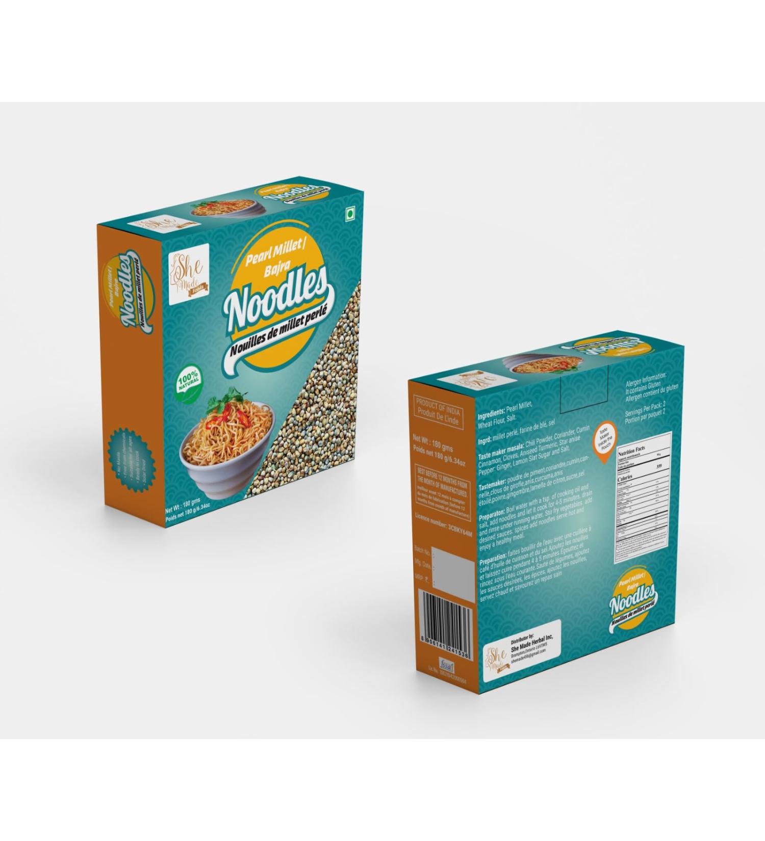 She Made Pearl Millet/Bajra Noodles Healthy Tasty Pack of 2(2x180g) - Buy Online on GoSupps.com