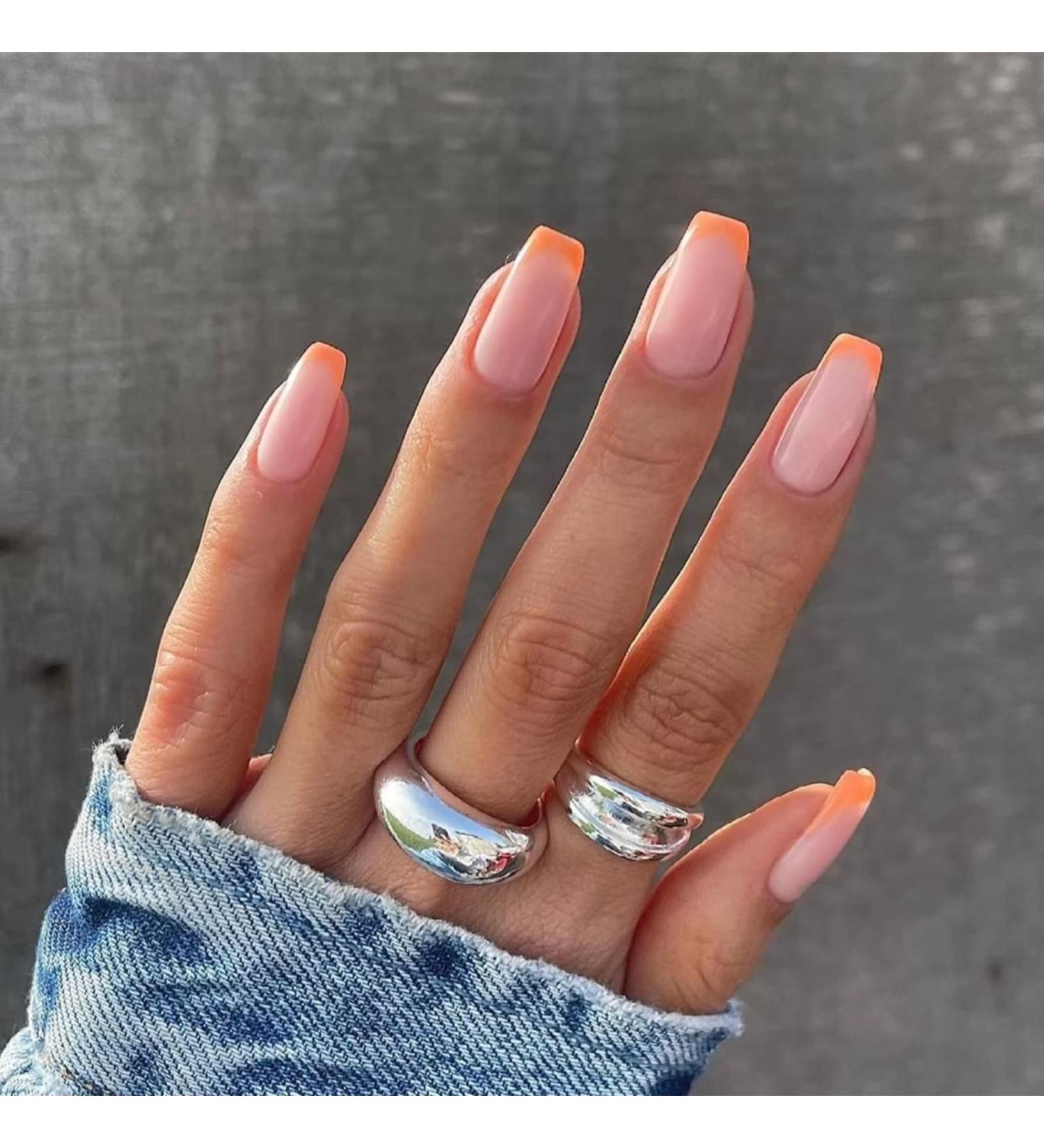 RUNRAYAY 24pcs Orange Press on Nails - Medium Almond Shape Acrylic Nails for Women & Girls - Buy Online on GoSupps.com