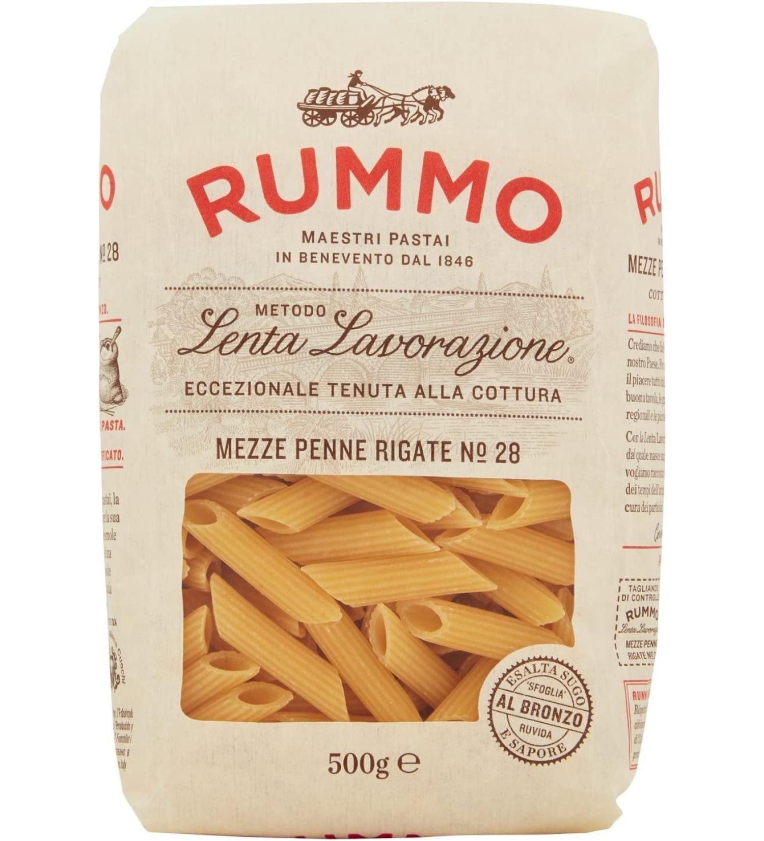  Italian Gourmet E.R. Rummo Mezze Penne Rigate No. 28 Hard Wheat Semolina Pasta 500 g + Italian Gourmet Tomato Pulp Tin 400 g Pack of 10 - Buy Online on GoSupps.com