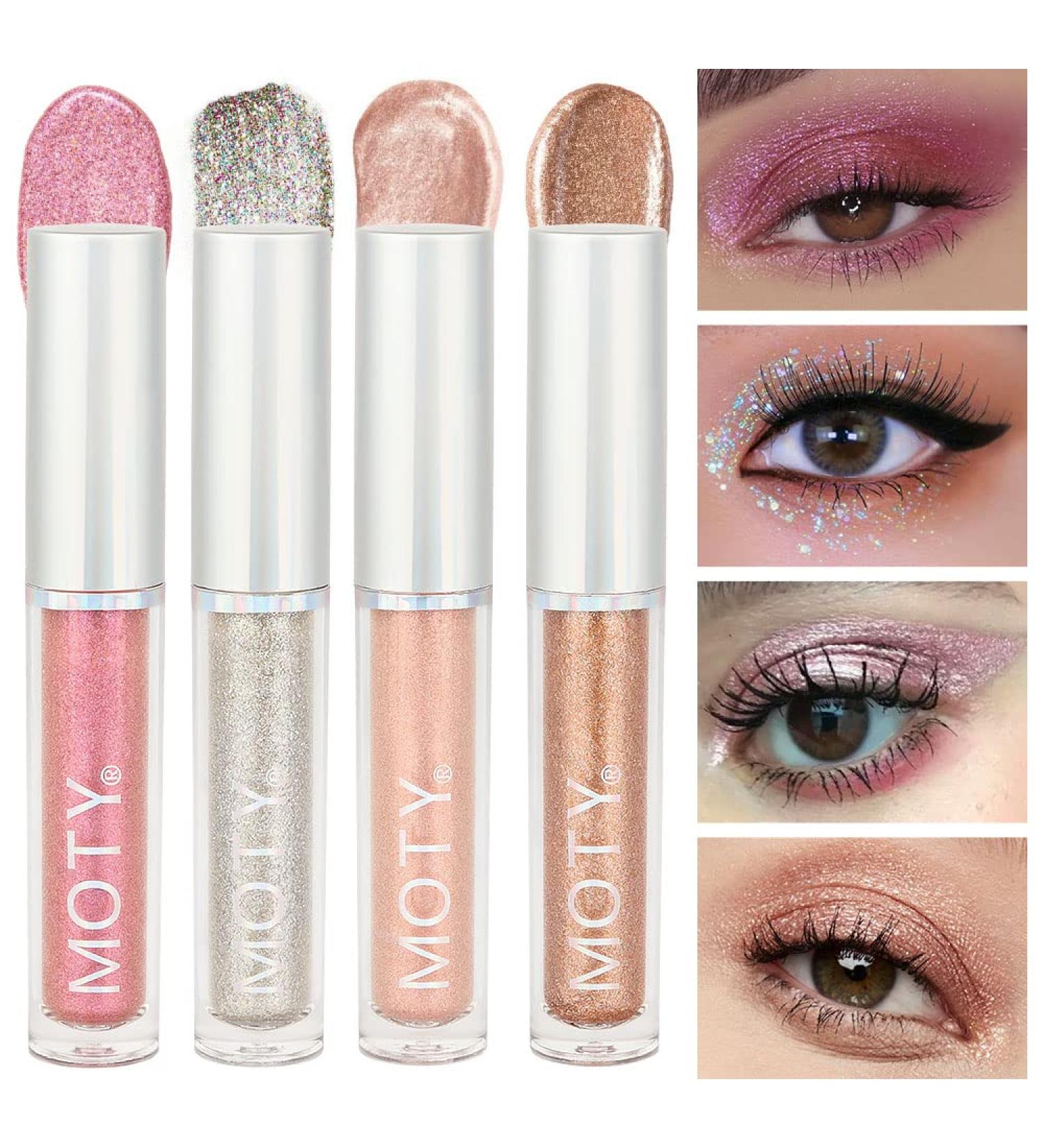 Waterproof Liquid Glitter Eyeshadow & Eyeliner Sticks - Pink, Purple, Silver, Golden | Quick-Drying Shimmer Makeup for Eyes & Face - Buy Online on GoSupps.com