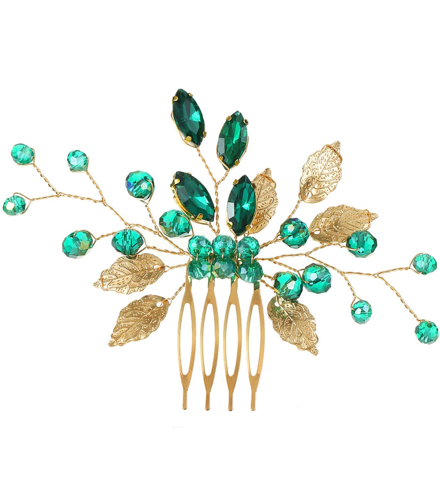 Bridal Wedding Hair Accessories Green Hair Accessories Sparkly Rhinestone Hair Combs Slides Hair Clips Prom Hair Accessories French Hair Comb Hair Jewelry Hair Pieces for Women - Buy Online on GoSupps.com