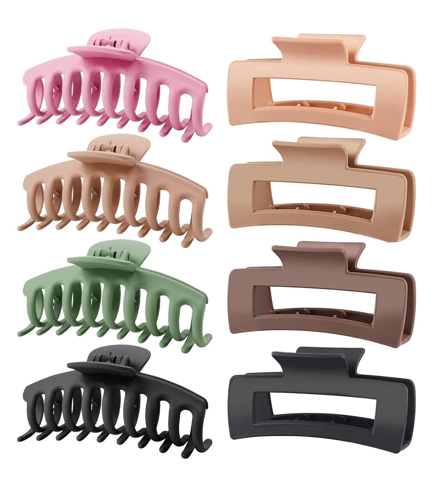 LuSeren Hair Clips for Women 4.3 Inch Large Hair Claw Clips for Women Thin Thick Curly Hair Big Matte Banana Clips Strong Hold Jaw Clips (Multi Color) Beige Pink Green Khaki Brown Black - Buy Online on GoSupps.com