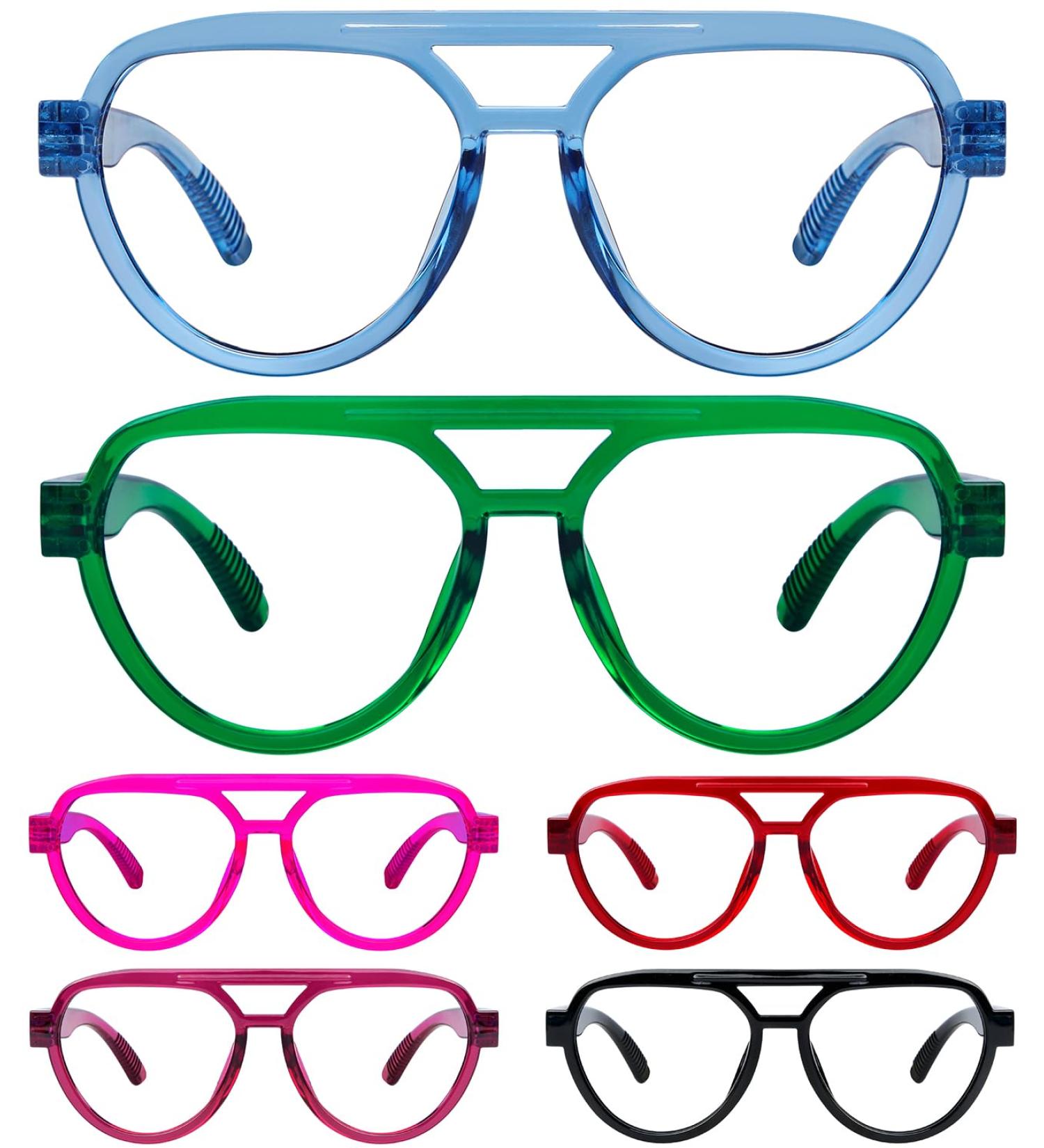 Buy LUR Pilot Oversized Screwless Reading Glasses for Women - 6 Pack +1.50 Strength Stylish Mix of Colors - International Shipping Available - Buy Online on GoSupps.com