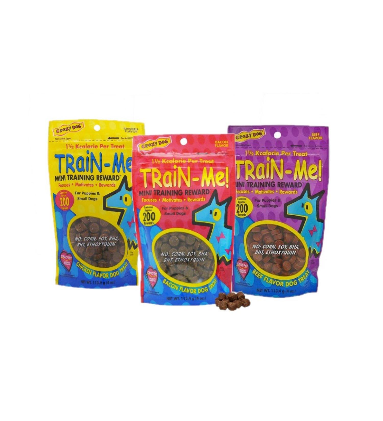 MPPCrazy Dog Dog Training Treat Sampler 3 Pack Train Me Mini Healthy Bacon Chicken Beef 4 oz - Buy Online on GoSupps.com