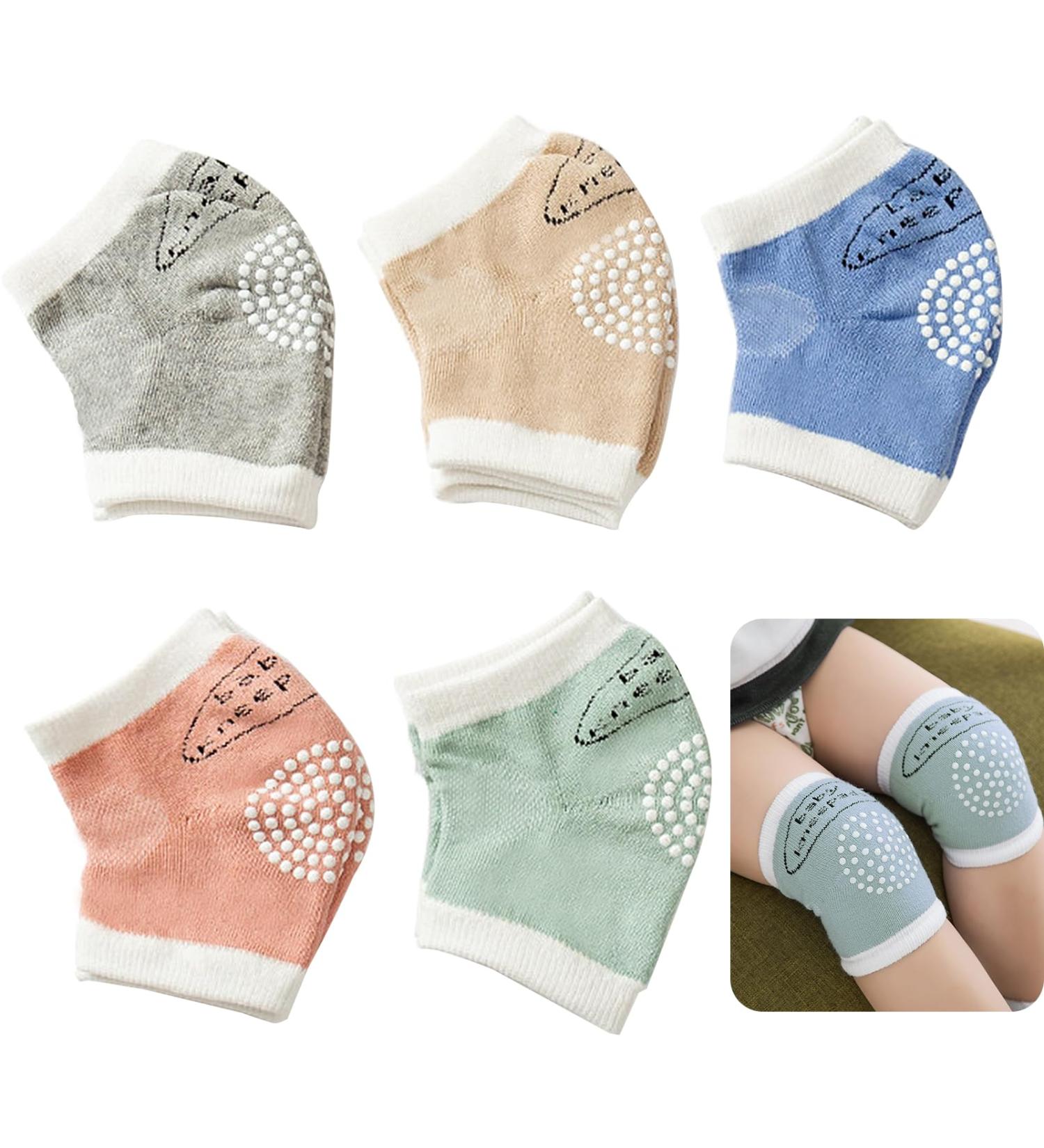 5pcs Baby Knee Pads for Crawling - Multicolor Anti-slip Warmers | Adjustable Unisex Infant Leg Cover Protector | Anti-fall Safety Knee Pads for Toddler - Buy Online on GoSupps.com