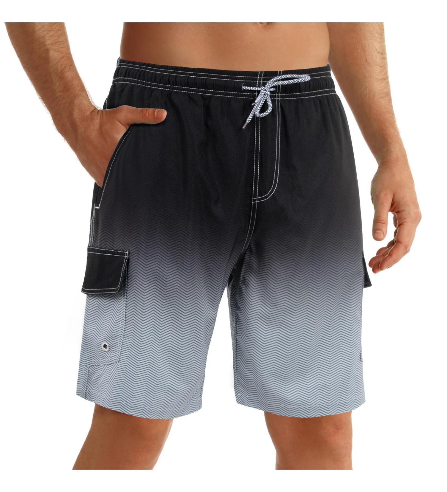 Shop Eletop Men's Long Quick-Drying Swimming Trunks - Mesh Lining Color Gradient S-4XL - Buy Online on GoSupps.com