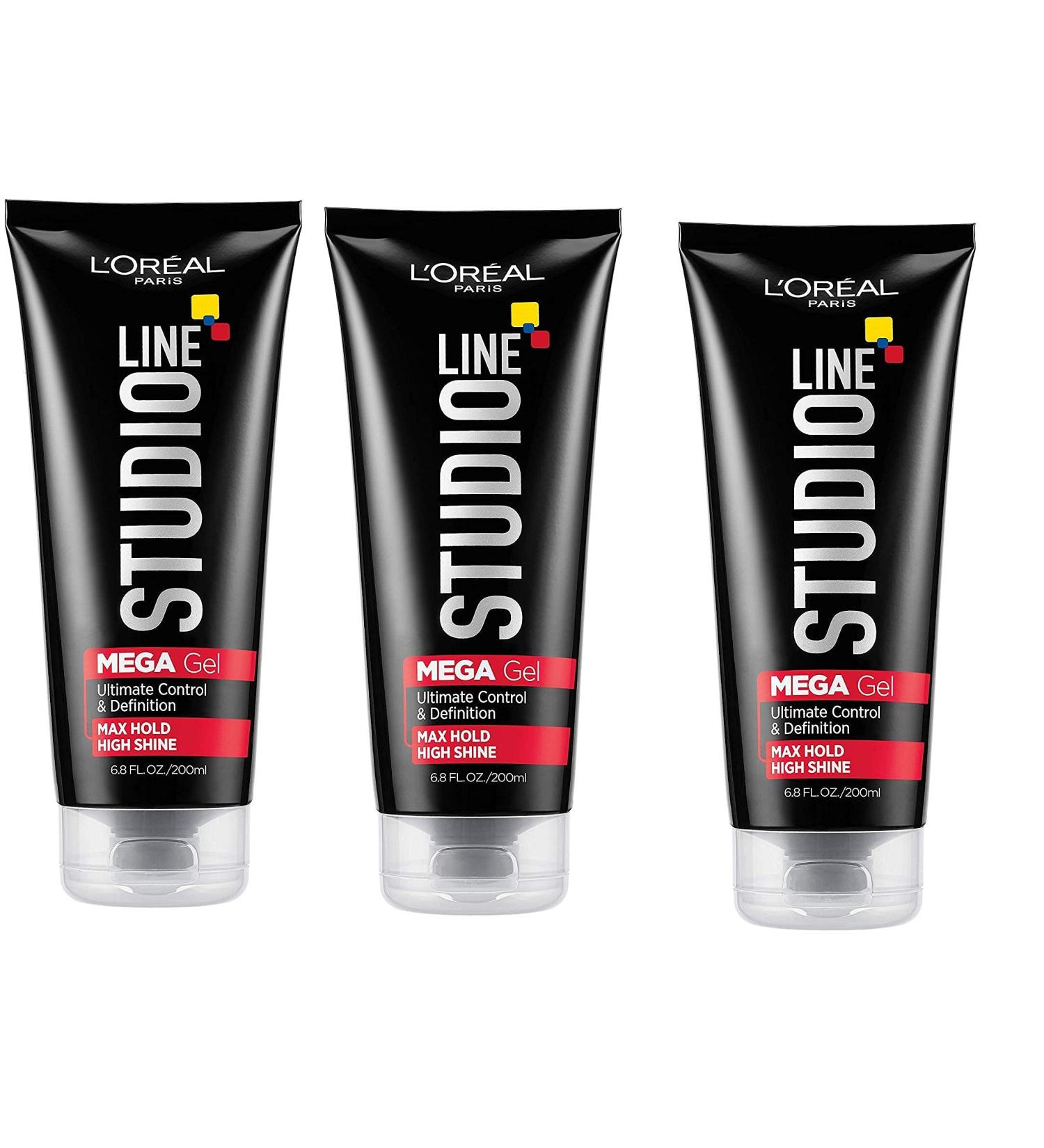 L'Oreal Paris Studio Line Mega Hair Gel 6.8 fl oz (Pack of 3) - Unscented | Long-Lasting Hold for All Hair Types - Buy Online on GoSupps.com