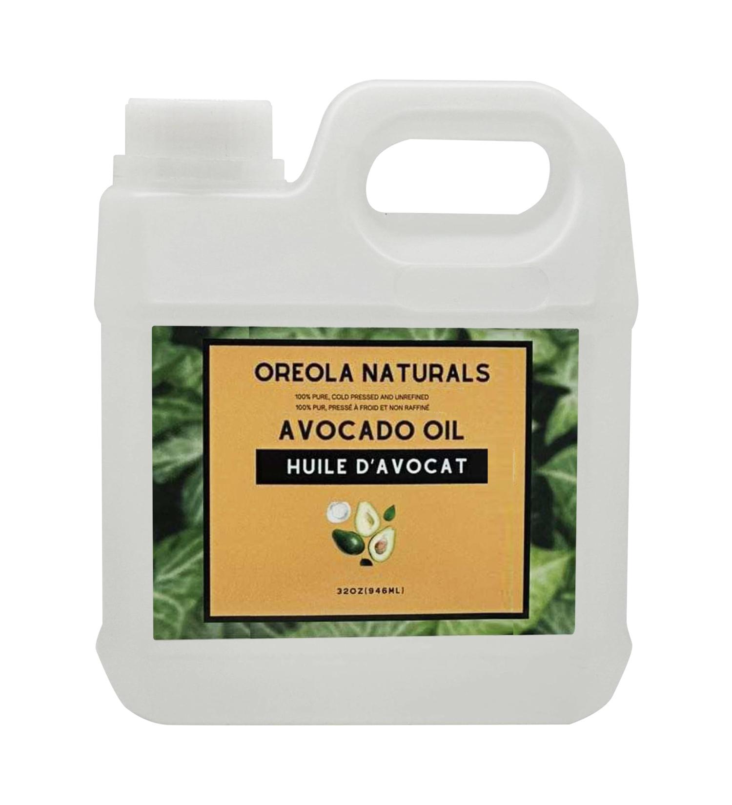 Avocado Oil -100% Pure and Natural Cold-Pressed and Unrefined 32oz/ 946ml Ideal for Skin Hair Massage and DIY Projects by Oreola Naturals - Buy Online on GoSupps.com