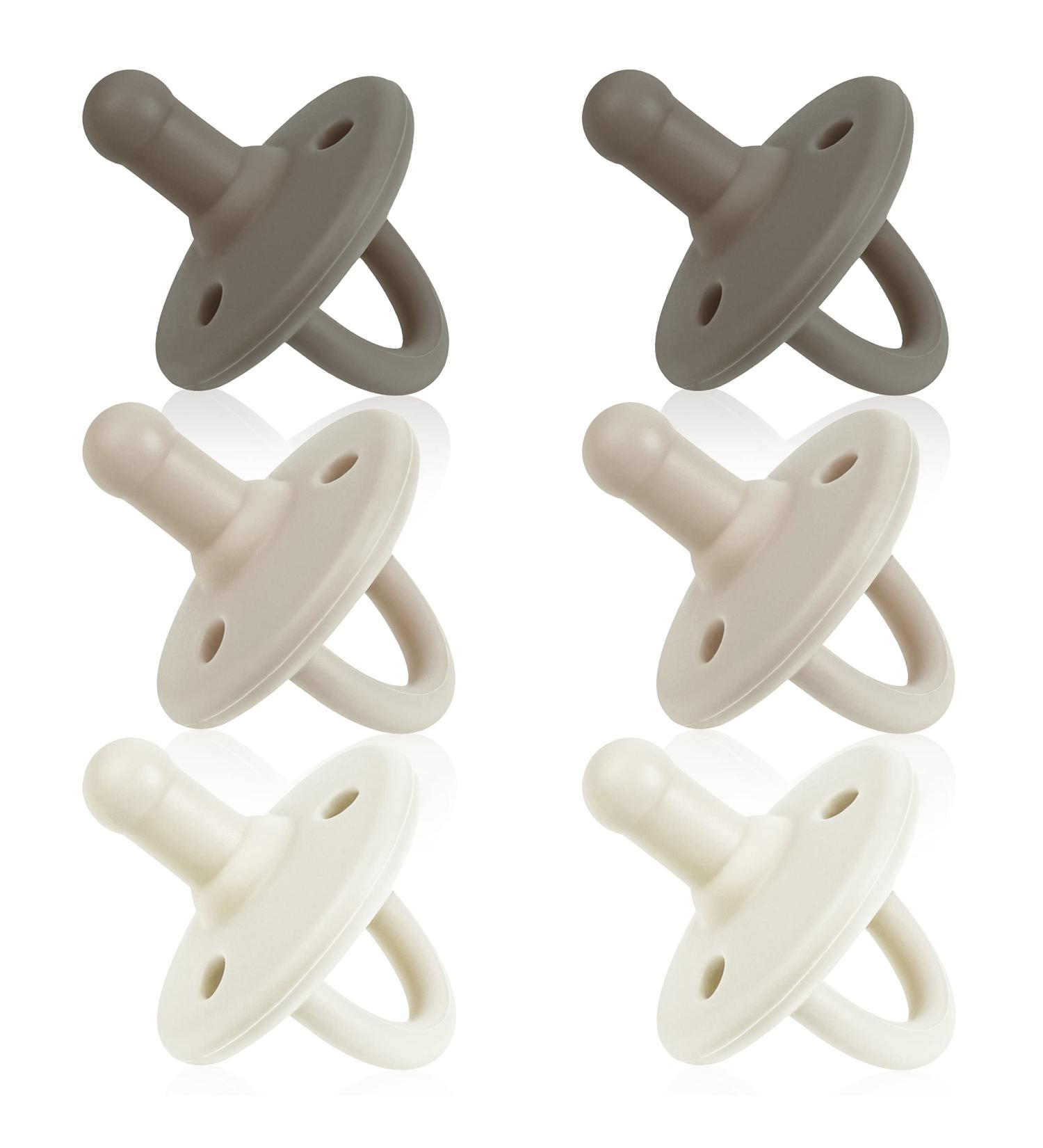 Sweet Child Soothie Pacifiers 0-6 Months - Set of 6 Silicone Binkies with Collapsible Handle and Air Holes - Woodlands Theme - Best Newborn Pacifiers for Boys or Girls - Buy Online on GoSupps.com