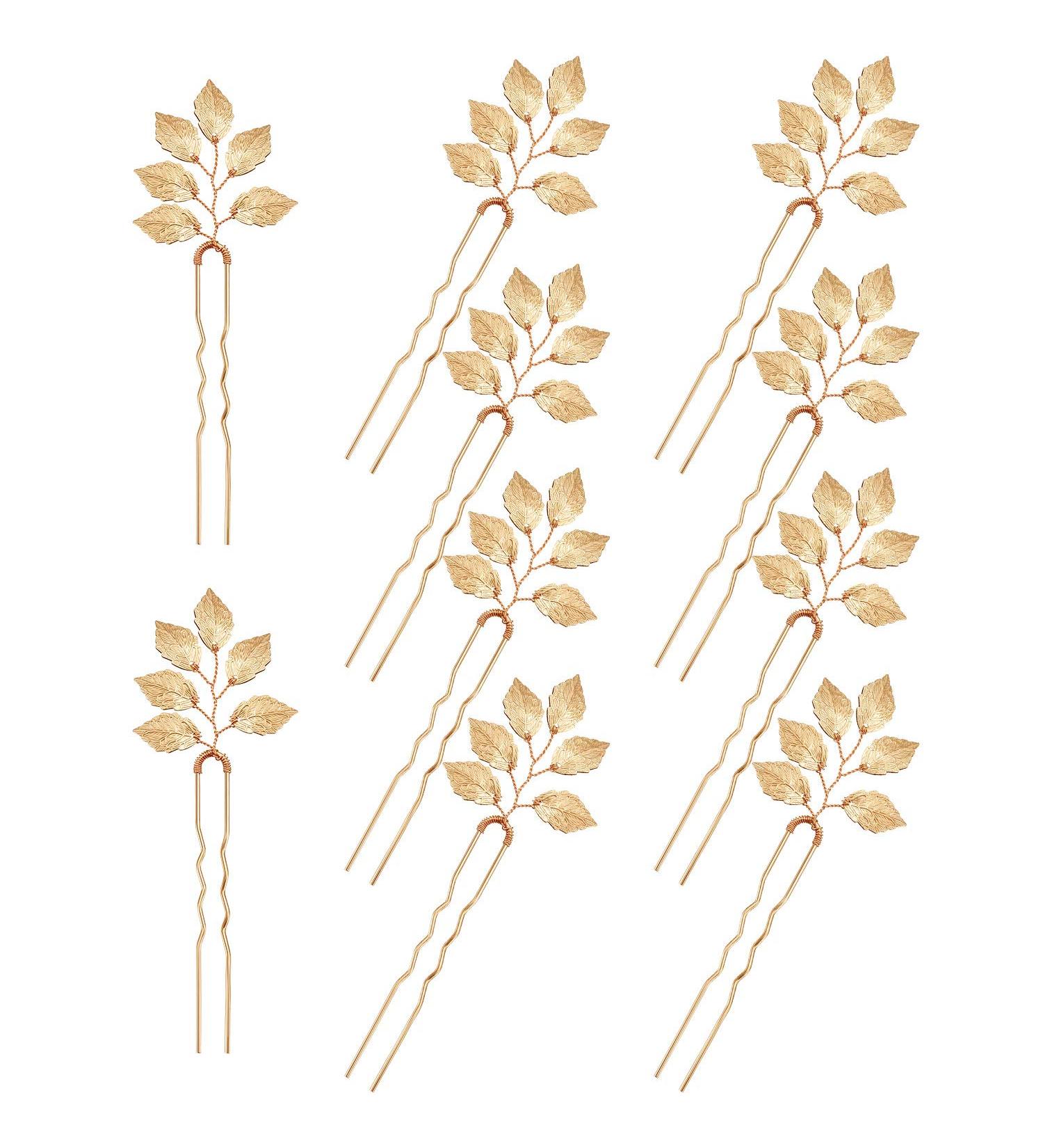 Bride Hair Accessories: 10 Vintage Gold Leaf Hair Pins for Wedding Hairstyles - Buy Online on GoSupps.com