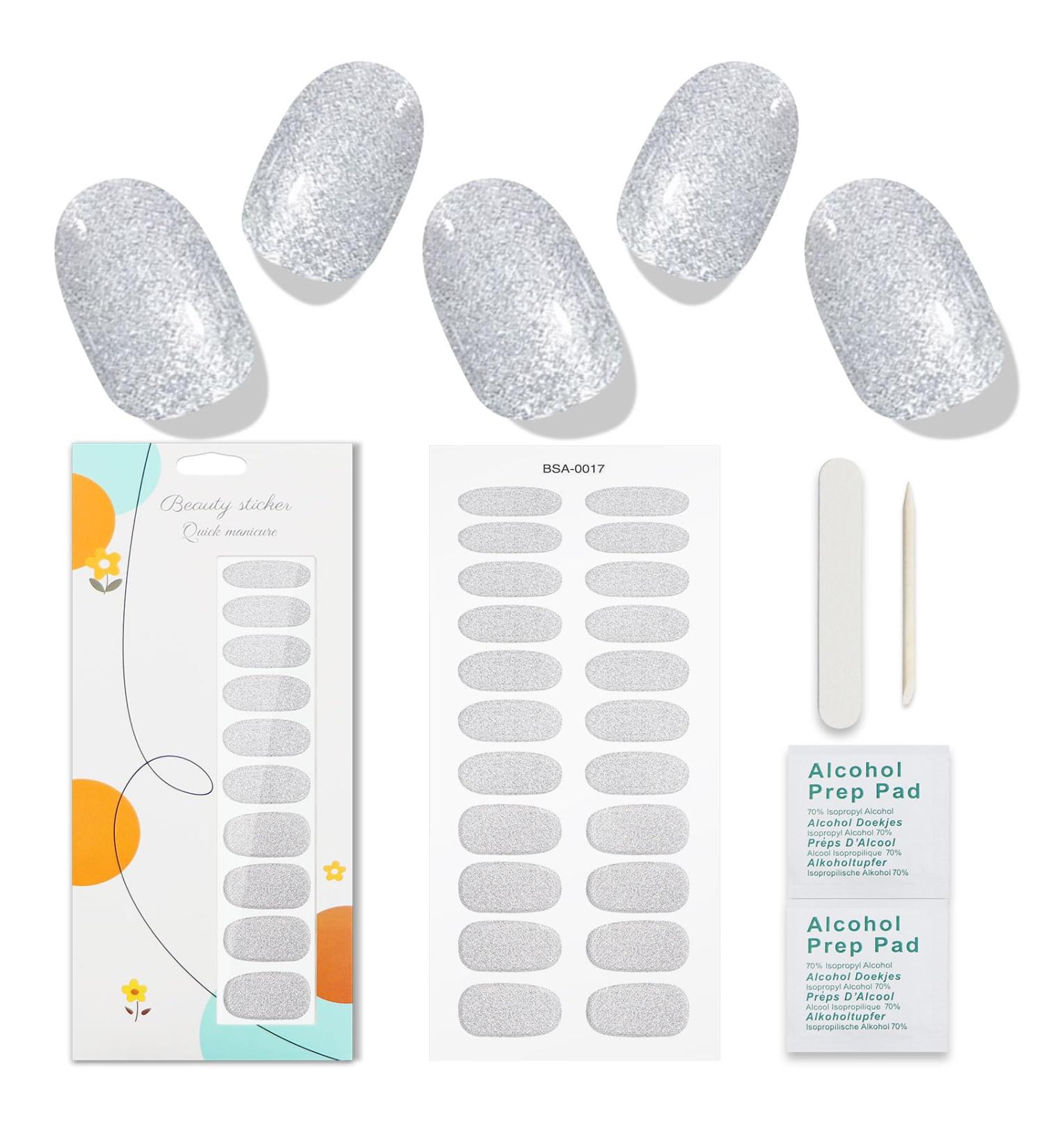 JMEOWIO Silver Nail Foil Glitter - Self-Adhesive Nail Stickers for Stunning Nail Designs - International Shipping Available - Buy Online on GoSupps.com