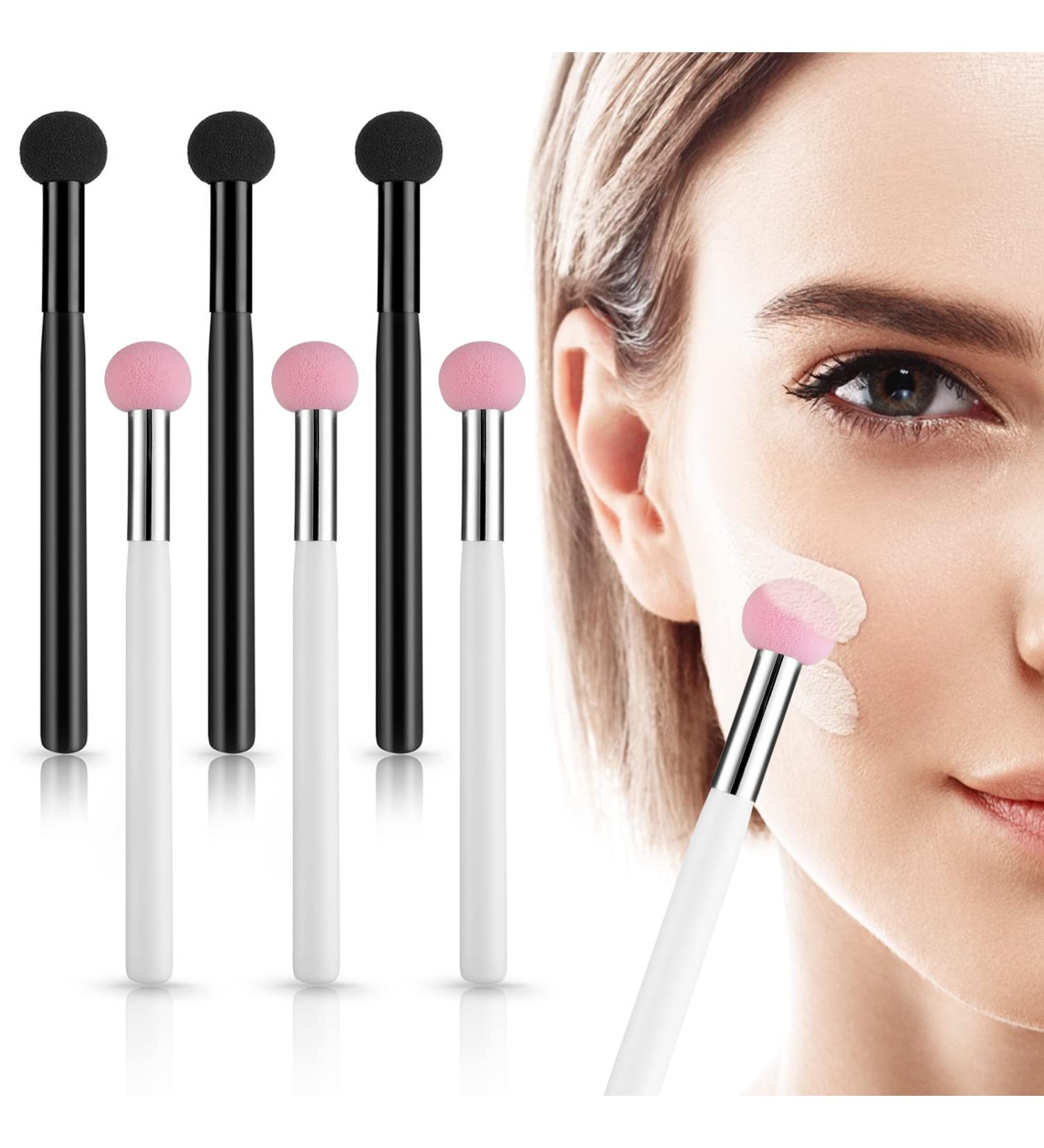 6-Piece Sponge Makeup Applicator Set - Washable Powder Puff & Brush for Flawless Foundation Concealer & Eyeshadow - Pink & Black - Buy Online on GoSupps.com
