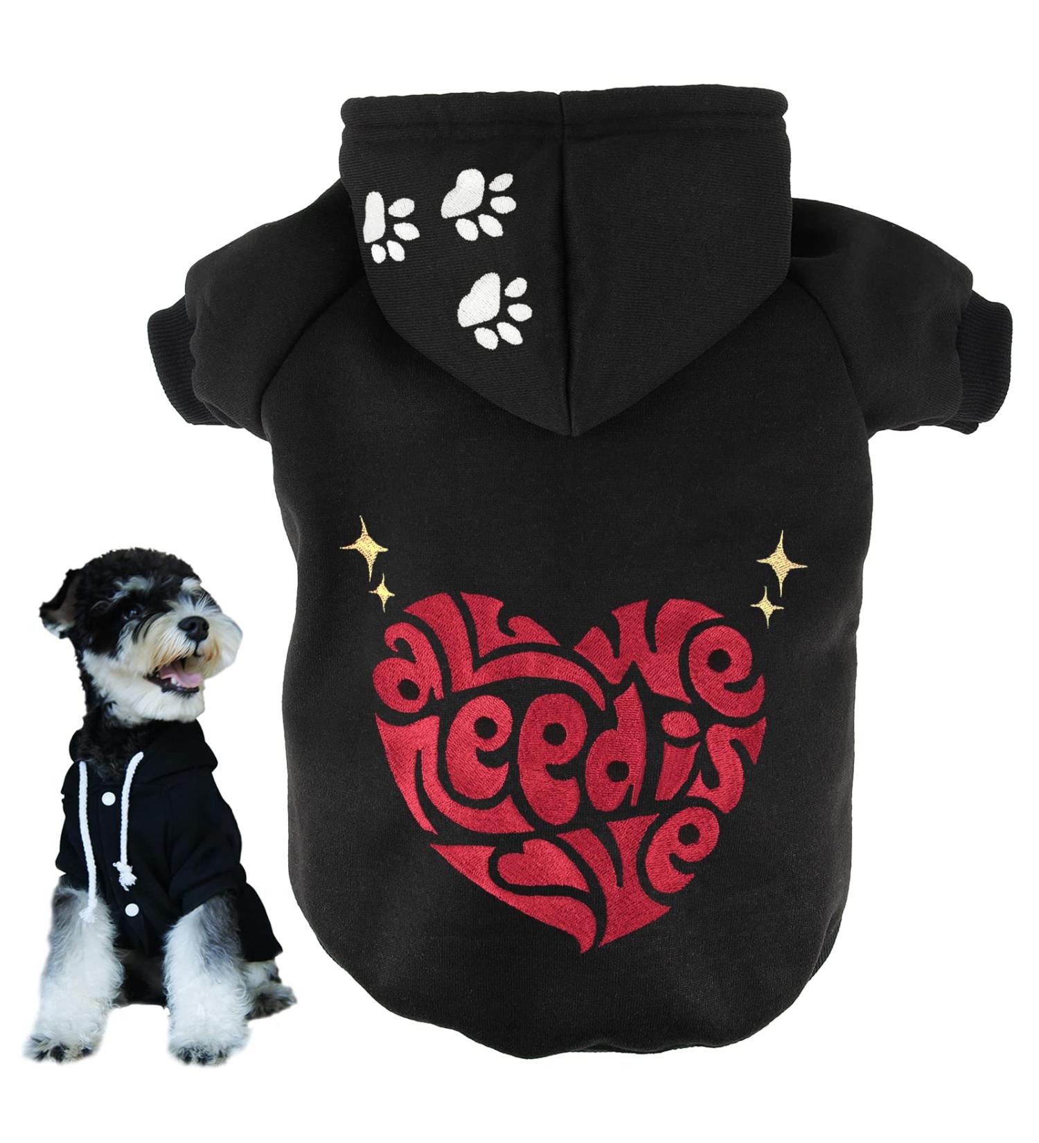 Fashion Dog Hoodie for Medium and Small Dogs | Cute Embroidered Patterns | All We Need Is Love - Buy Online on GoSupps.com