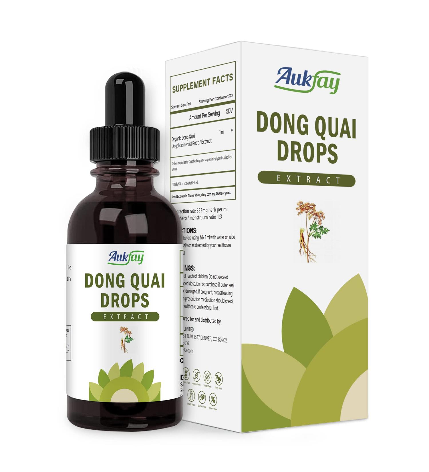AUKFAY Dong Quai Liquid Extract - Female Reproductive Support - 1 Fl Oz - Buy Online on GoSupps.com