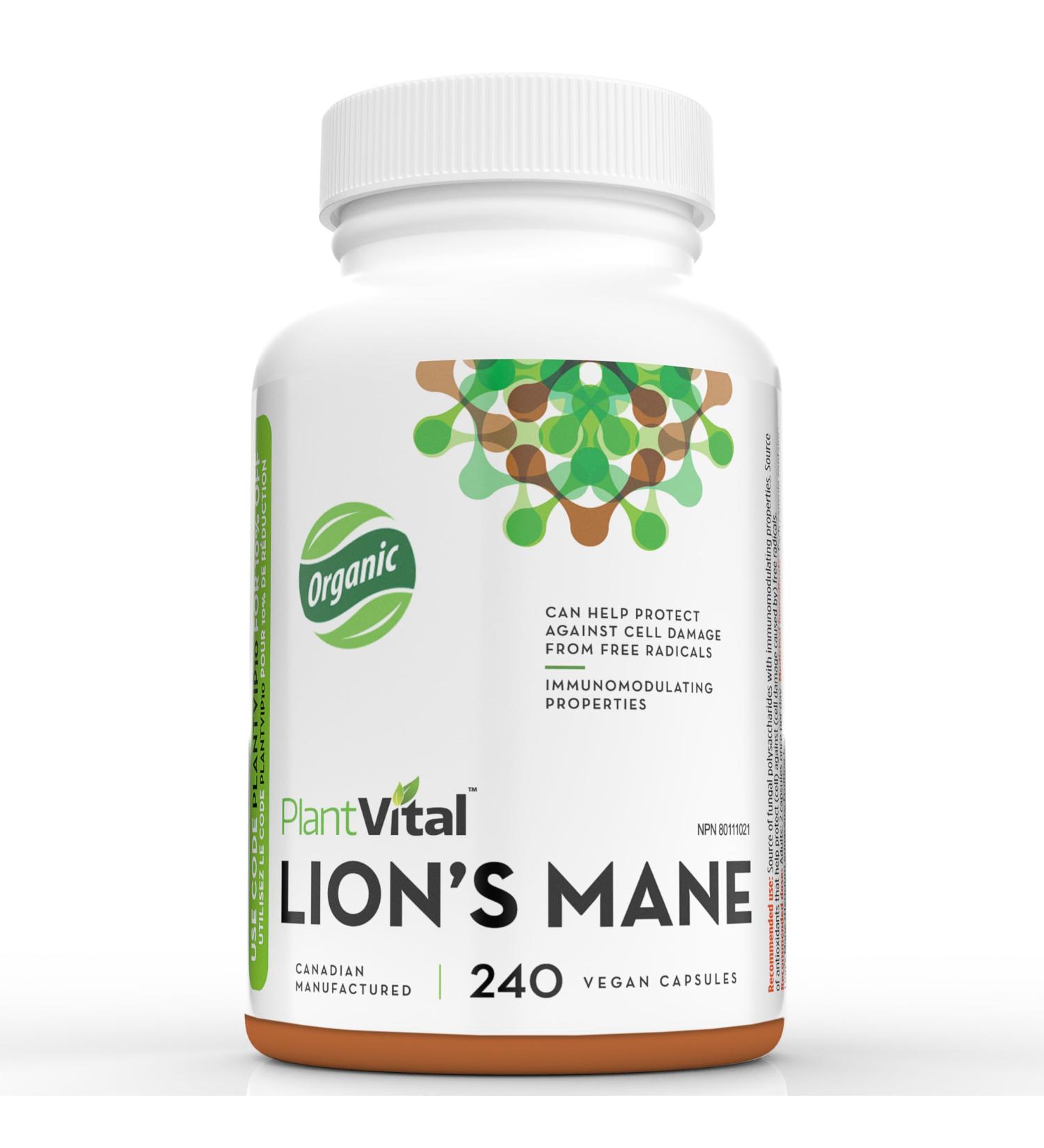PlantVital Lions Mane Supplement Capsules - Organic Lion s Mane Mushroom Supplements with 40% Polysaccharides - Supports Immune Health and Antioxidants - 240 Count Lion's Mane 240 count (Pack of 1) - Buy Online on GoSupps.com