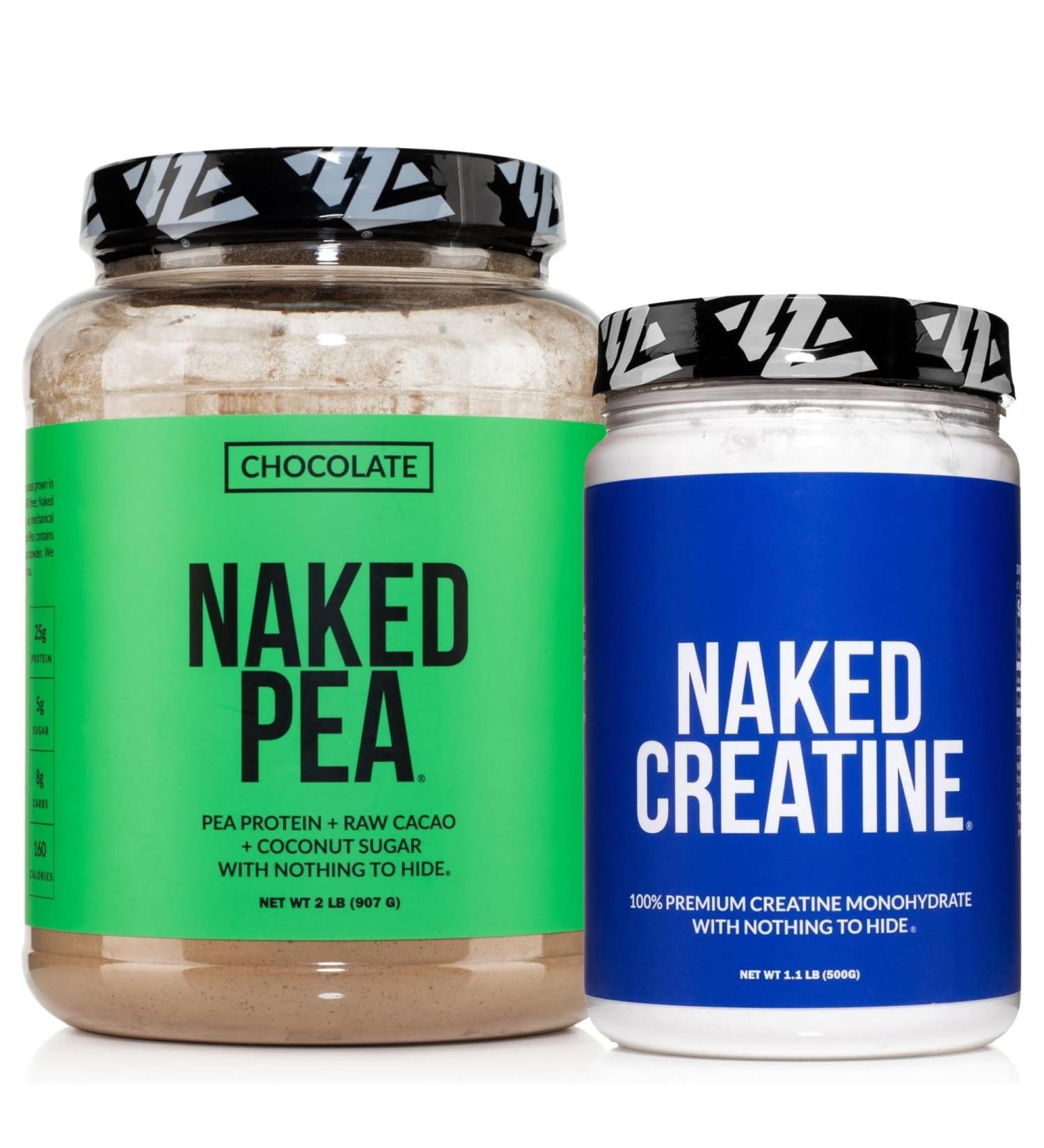 NAKED Chocolate Pea Protein Isolate 2LB Pure Micronized Creatine Monohydrate 500g (100 Servings) Vegan Bulk Non-GMO Gluten Free Soy Free - Buy Online on GoSupps.com