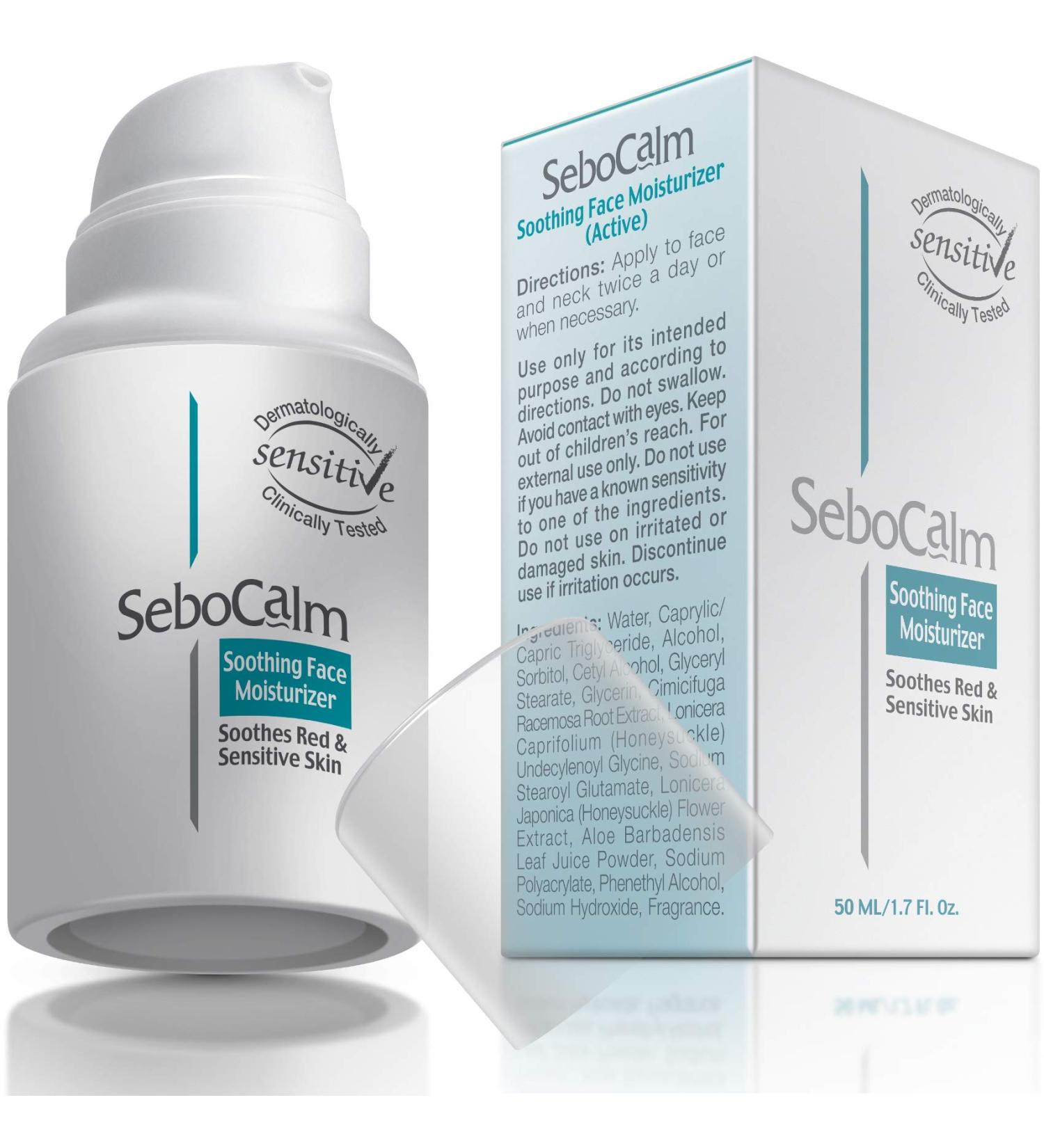 SeboCalm Redness Relief Face Moisturizer - Hypoallergenic Vegan Cream for Sensitive Skin - Soothes Rosacea, Acne, and Itchiness - Buy Online on GoSupps.com