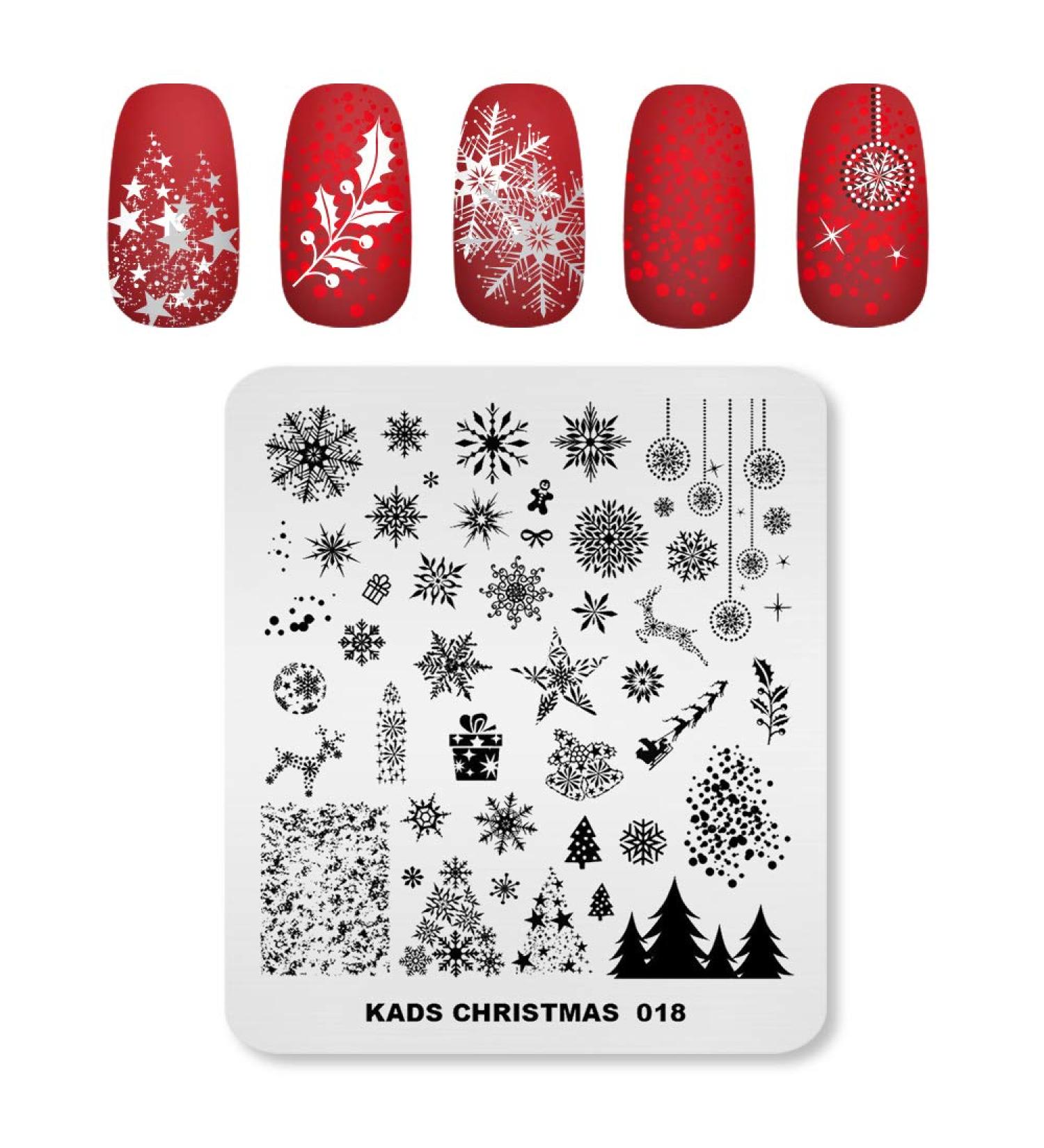 KADS Christmas Stamp Plate Image Template Nail Art Stencil - Christmas Tree Snowflake Design (CH018) - Buy Online on GoSupps.com
