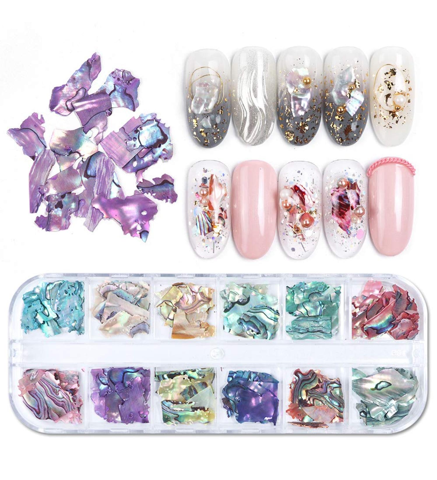 Irregular Abalone Seashell Slices 3D Nail Art Shell Piece Nail Art Decorations UV Gel Flake Mermaid Nail Sequins Multi-colored C - Buy Online on GoSupps.com