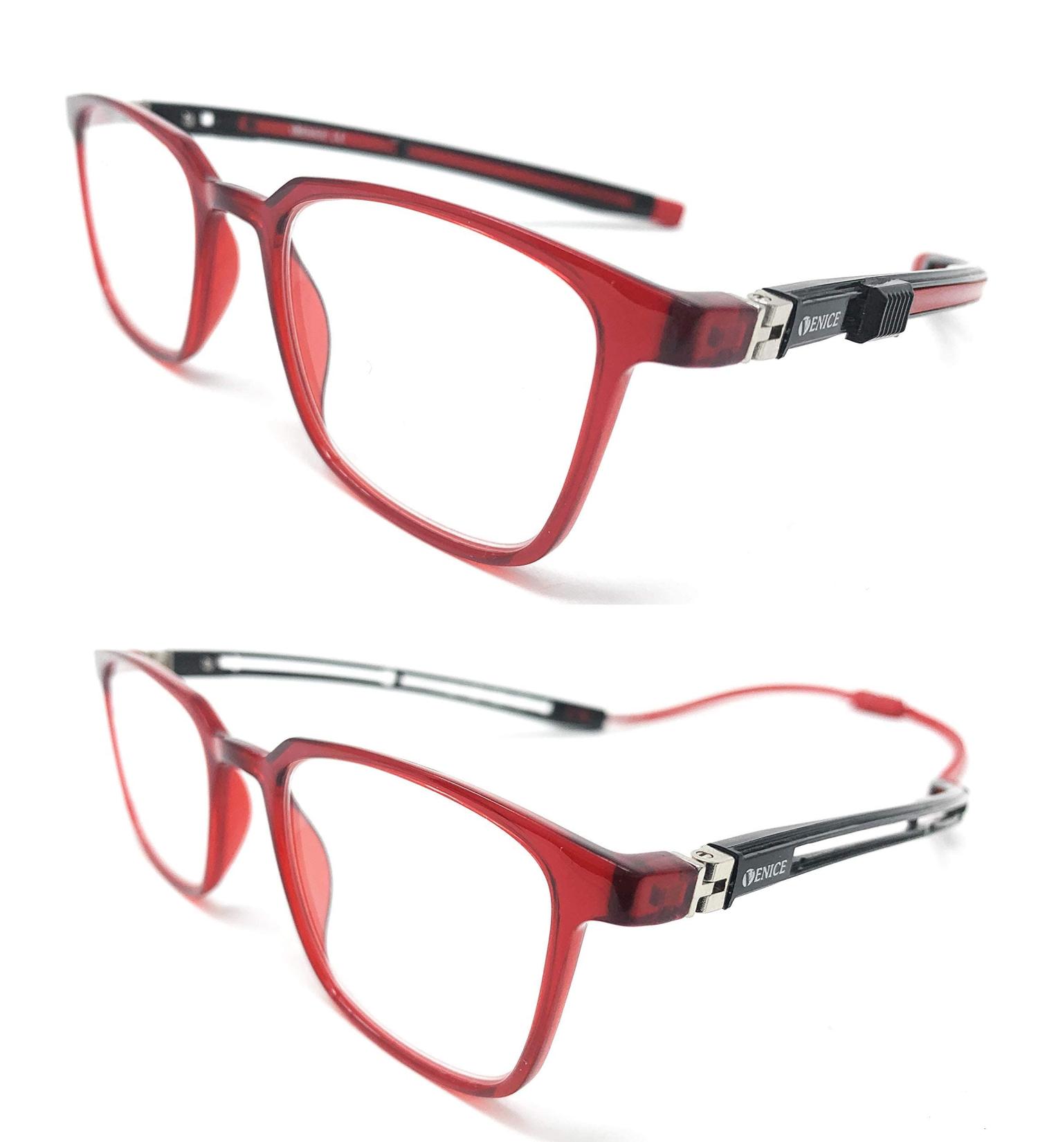 Buy Venice Eyewear Occhiali - Blue Light Filter Reading Glasses for Men & Women | TR90 Magnetic Expandable | Gray +2.00 Red +3.50 - International Shipping Available - Buy Online on GoSupps.com