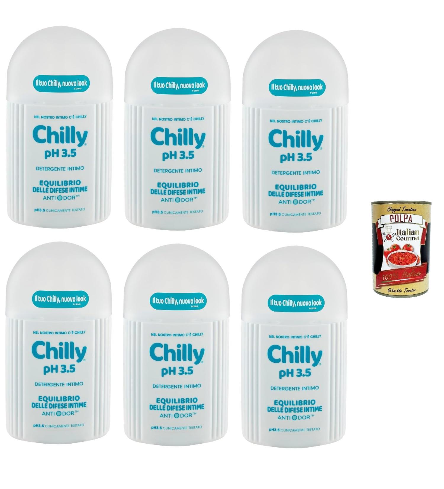  Italian Gourmet E.R. Chilly Intimate Cleanser pH 3.5 Intimate Defense Balance Odour Free Acid pH Formula for Stimulation 6 x 200 ml + Italian Gourmet Polpa 400 g - Buy Online on GoSupps.com