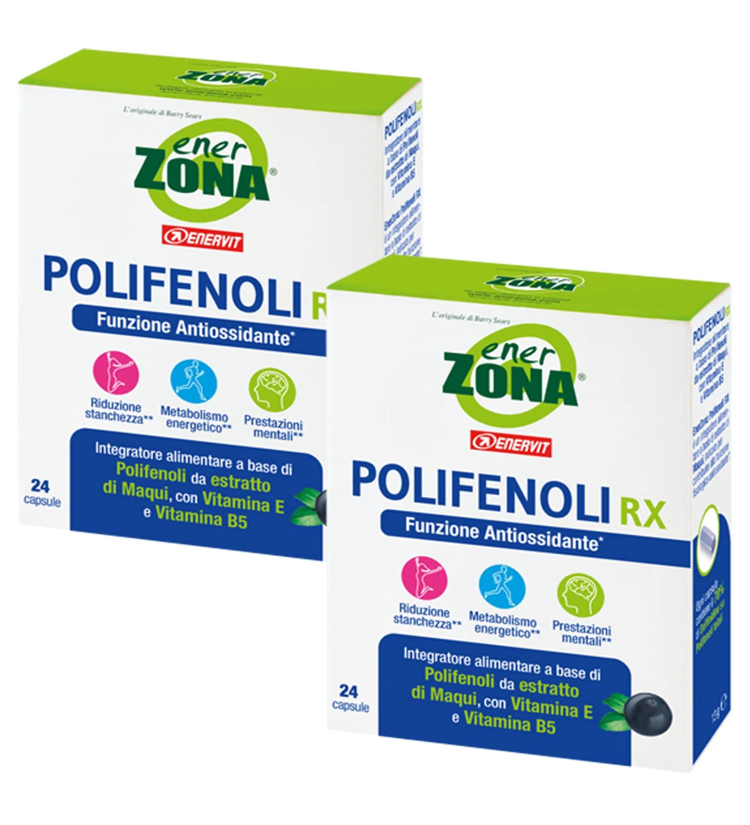 enerzona Enervit EnerZona RX Polyphenols 2 Packs of 24 Capsules Antioxidant Supplements with Cocoa Flavanols Source of Vitamin E and B5 Antioxidant Function