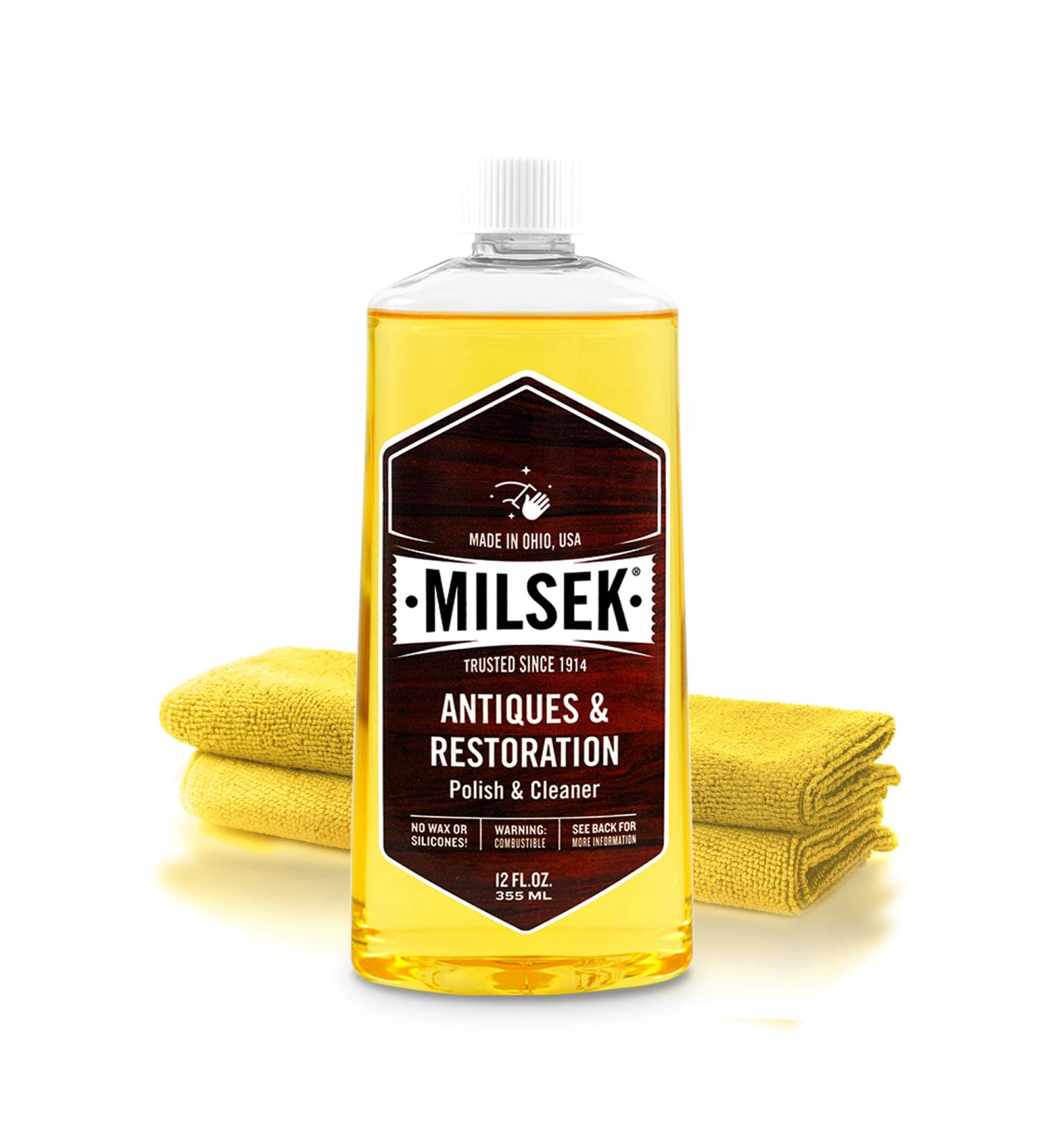 Milsek Antique Restoration Polish w/ Lemon Oil & Microfiber Towel 12oz - ART-1 Cleaner & Cloth - Buy Online on GoSupps.com