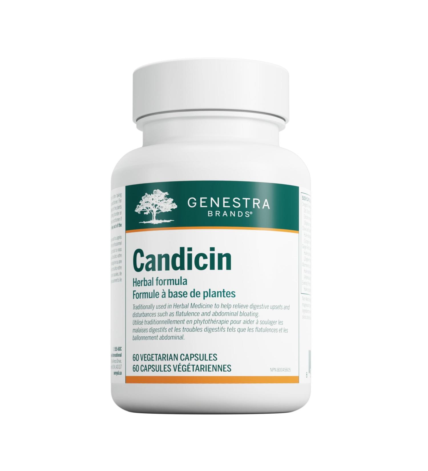 Genestra Brands - Candicin - with Essential Oils from Ginger and Wormwood to Relieve Digestive Upsets - 60 Vegetable Capsules - Buy Online on GoSupps.com