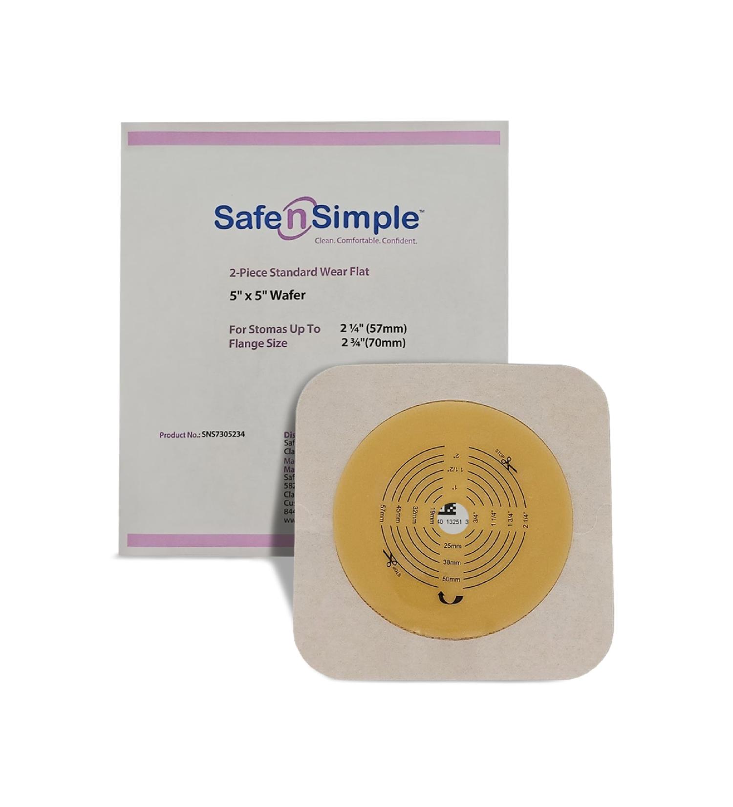 Buy Safe n Simple 5x5 Ostomy Wafers with Tape Collar - Standard Wear Cut to Fit 10 Count | Best Ostomy Supplies for Comfort & Care - Buy Online on GoSupps.com