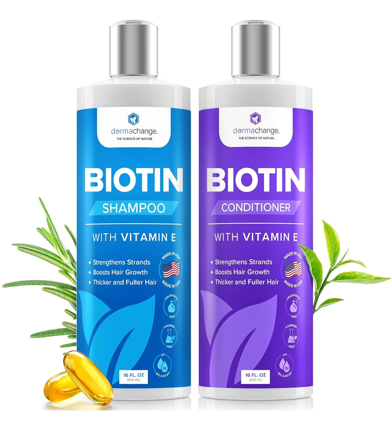 Biotin Hair Growth Shampoo & Conditioner Set - Sulfate-Free for Thinning & Color Treated Hair - Deep Conditioning for Dry Damaged Hair - Made in USA (16 oz x 2) - Buy Online on GoSupps.com