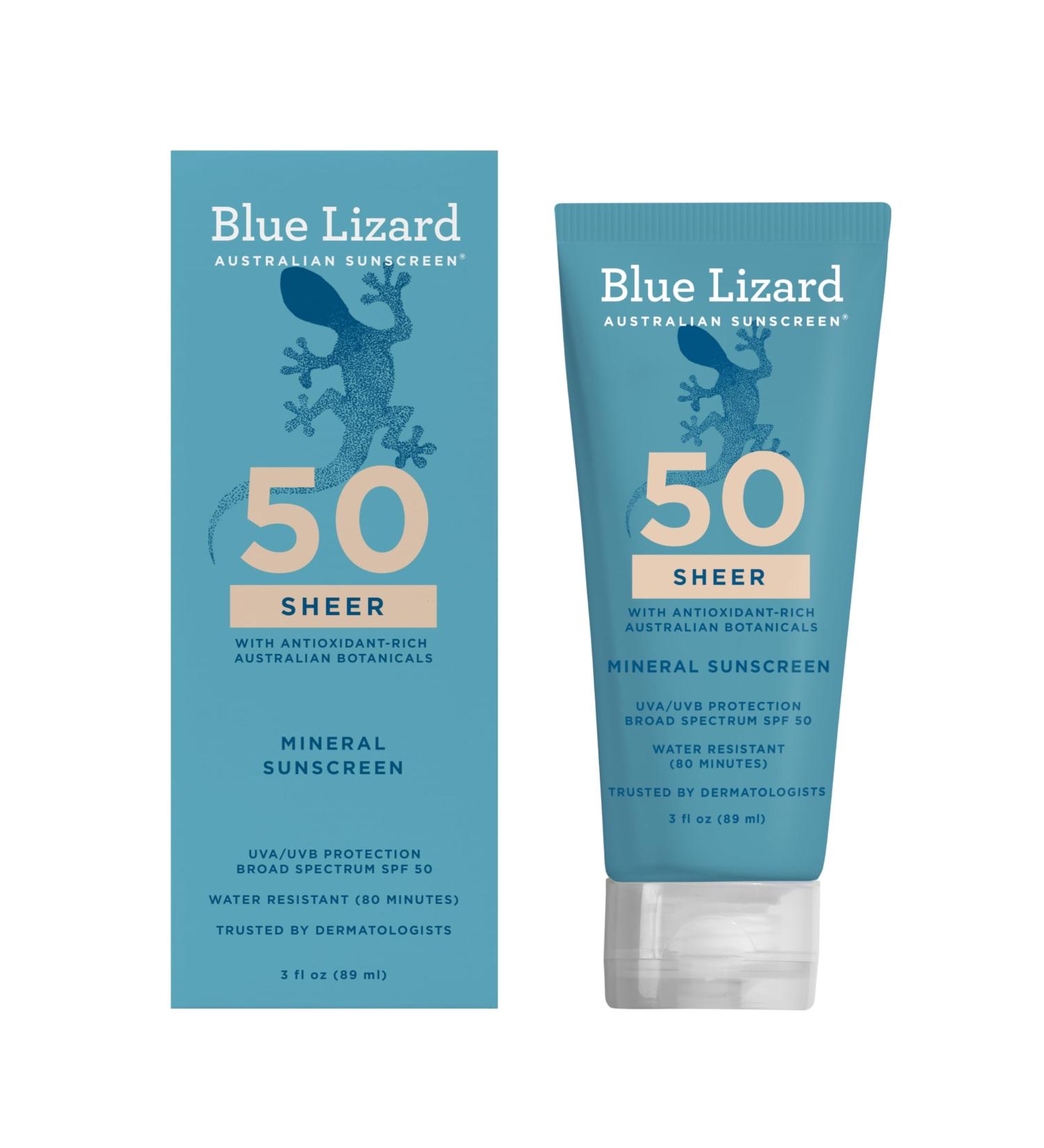Blue Lizard Sheer Mineral SPF 50 Sunscreen Lotion Zinc Oxide 100% Mineral Formula Nourishes with Australian Desert Lime and Peach Paraben-Free Fragrance-Free 3 fl oz 3 Ounce (Pack of 1) - Buy Online on GoSupps.com