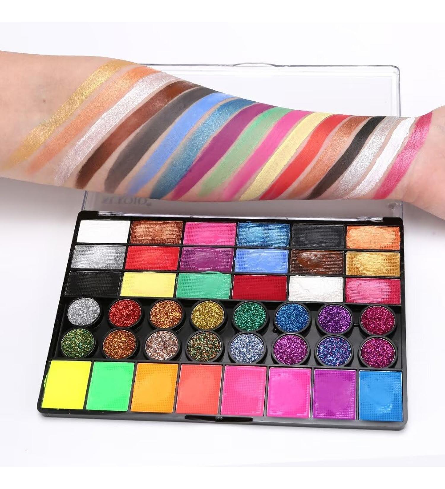  KARLOR KARLOR 42 Colors Face Palette with Brush 18 Matte Face Colors + 16 Glitter Colors + 8 Neon UV Colors for Face Paint Face Pa - Buy Online on GoSupps.com