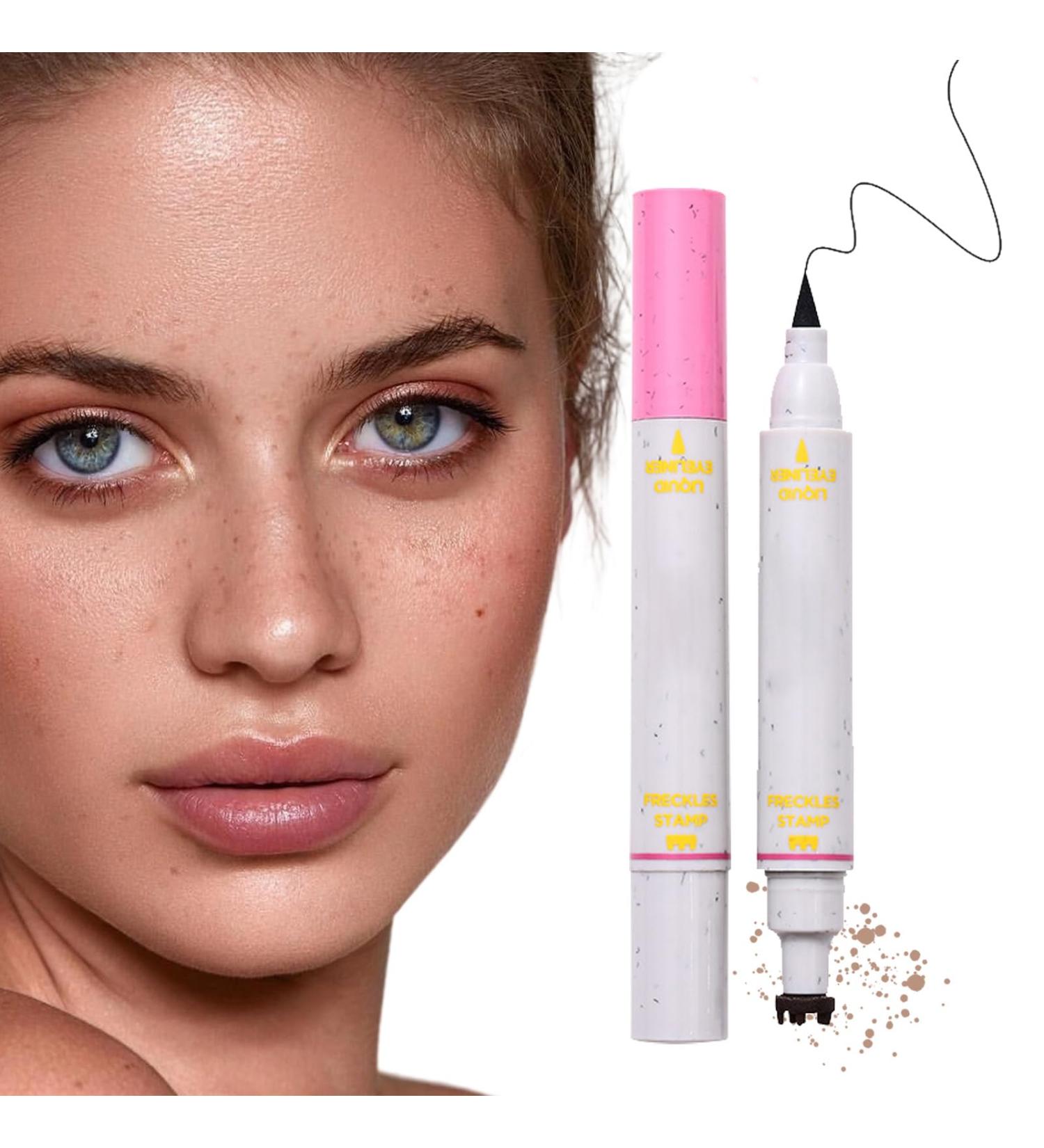  Teksome Freckle Pen Face Stain Pen - 2-in-1 Waterproof Beauty Pen - Faux Freckles and Eyeliner Stencils for Natural Skin Makeup - Buy Online on GoSupps.com