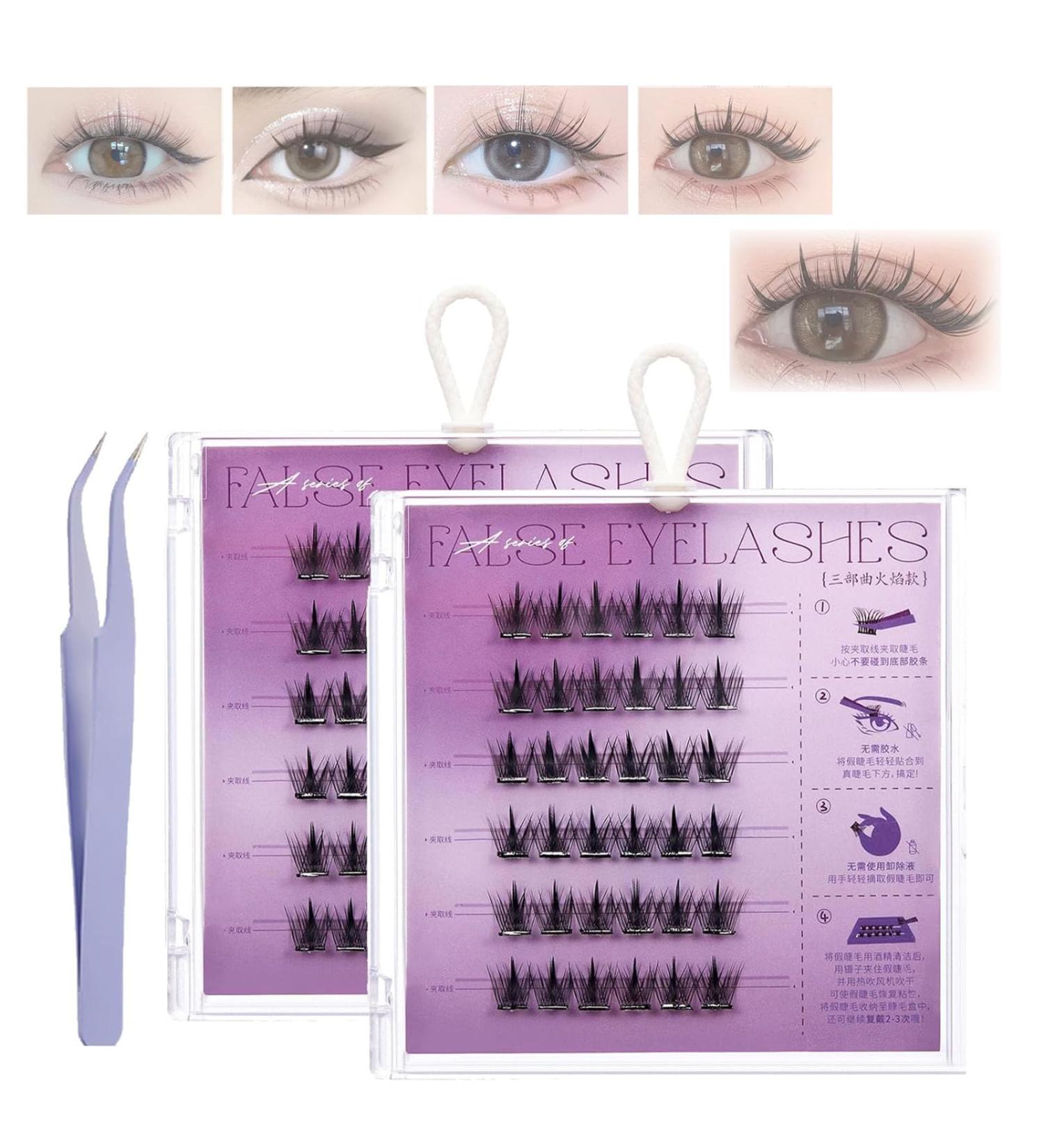Fish Tails Glueless Press-On Eyelashes Press on Lashes No Glue Needed Self Adhesive Lash Clusters Press on Eyelashes No Glue Needed Reusable Self Adhesive Eyelashes - Buy Online on GoSupps.com
