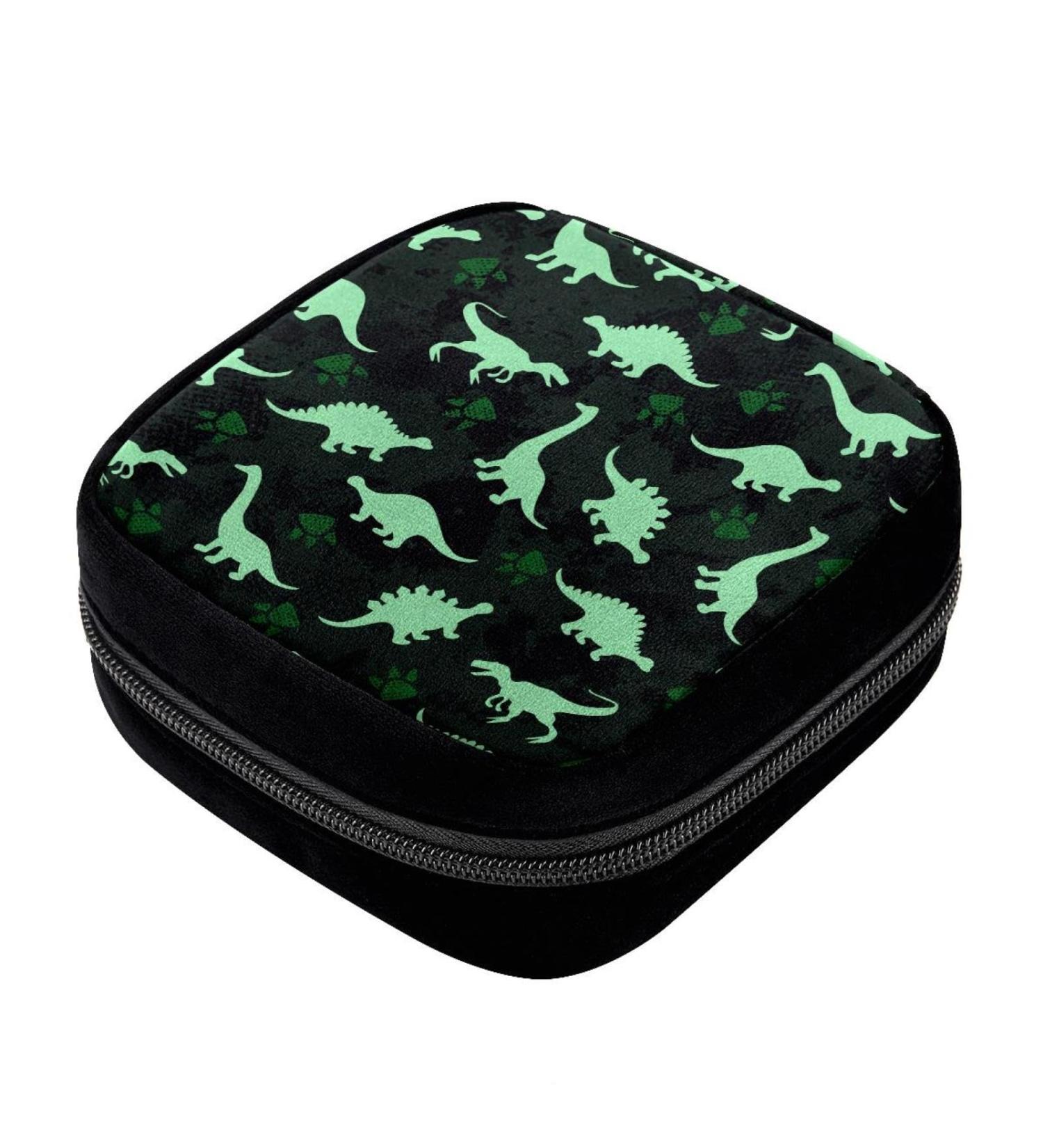 GIAPB Period Bag: Green Animal Dinosaur Sanitary Napkin Storage & Makeup Pouch - Color2961 - Buy Online on GoSupps.com