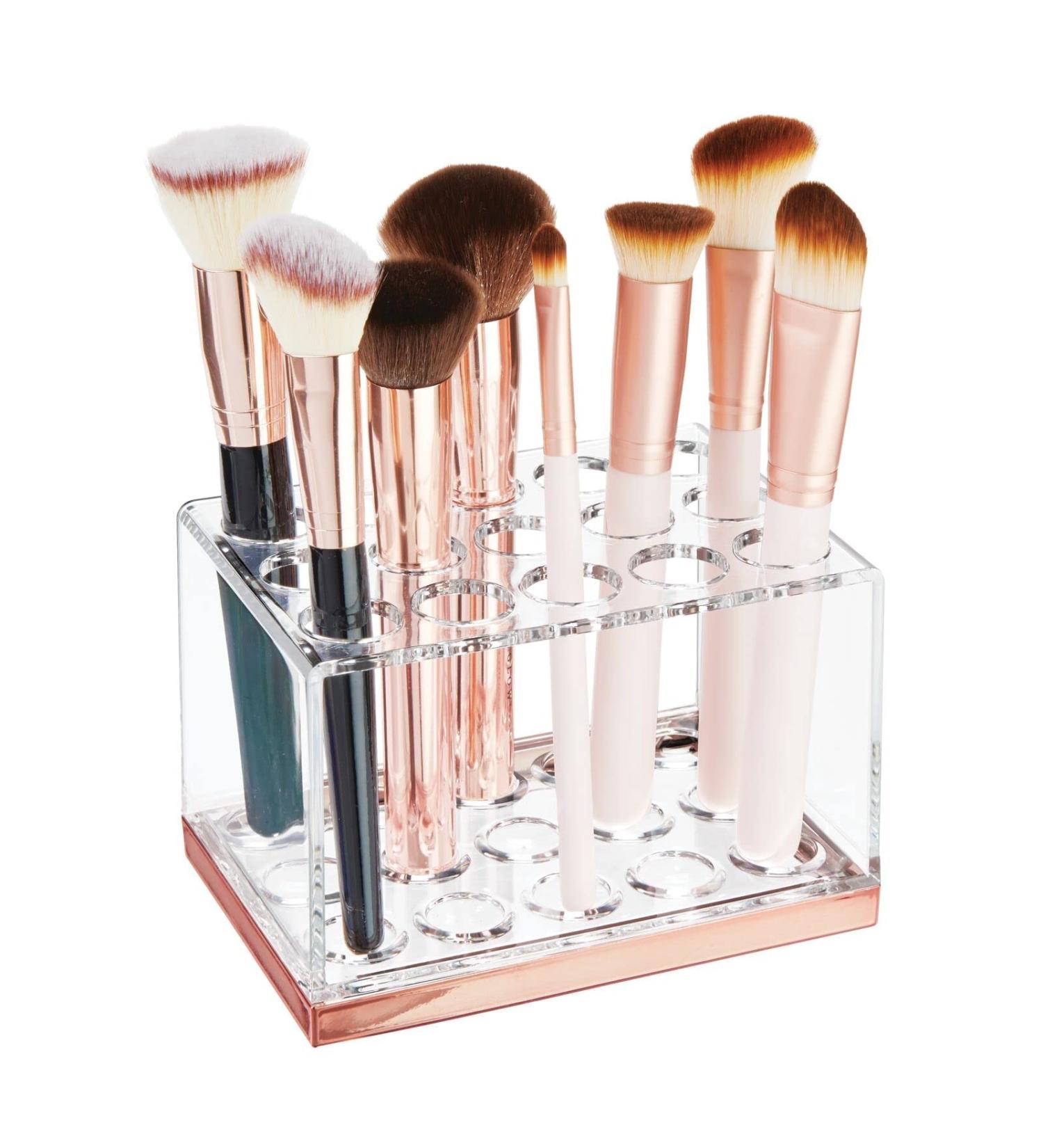Shop MDesign Rose Gold Cosmetics Organizer - 15 Compartment Makeup Storage Box for Lipsticks & Mascaras | Stylish & Practical eCommerce Shipping Worldwide - Buy Online on GoSupps.com