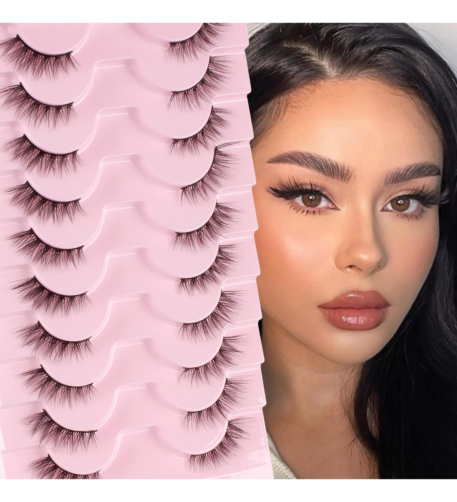 Glowingwin Wispy Cat Eye Half Lashes - 10 Pairs of Handmade Soft Corner False Eyelashes for Natural, Reusable, and Fluffy Look - 3/4 Strip Faux Mink Half Lashes-C - Buy Online on GoSupps.com