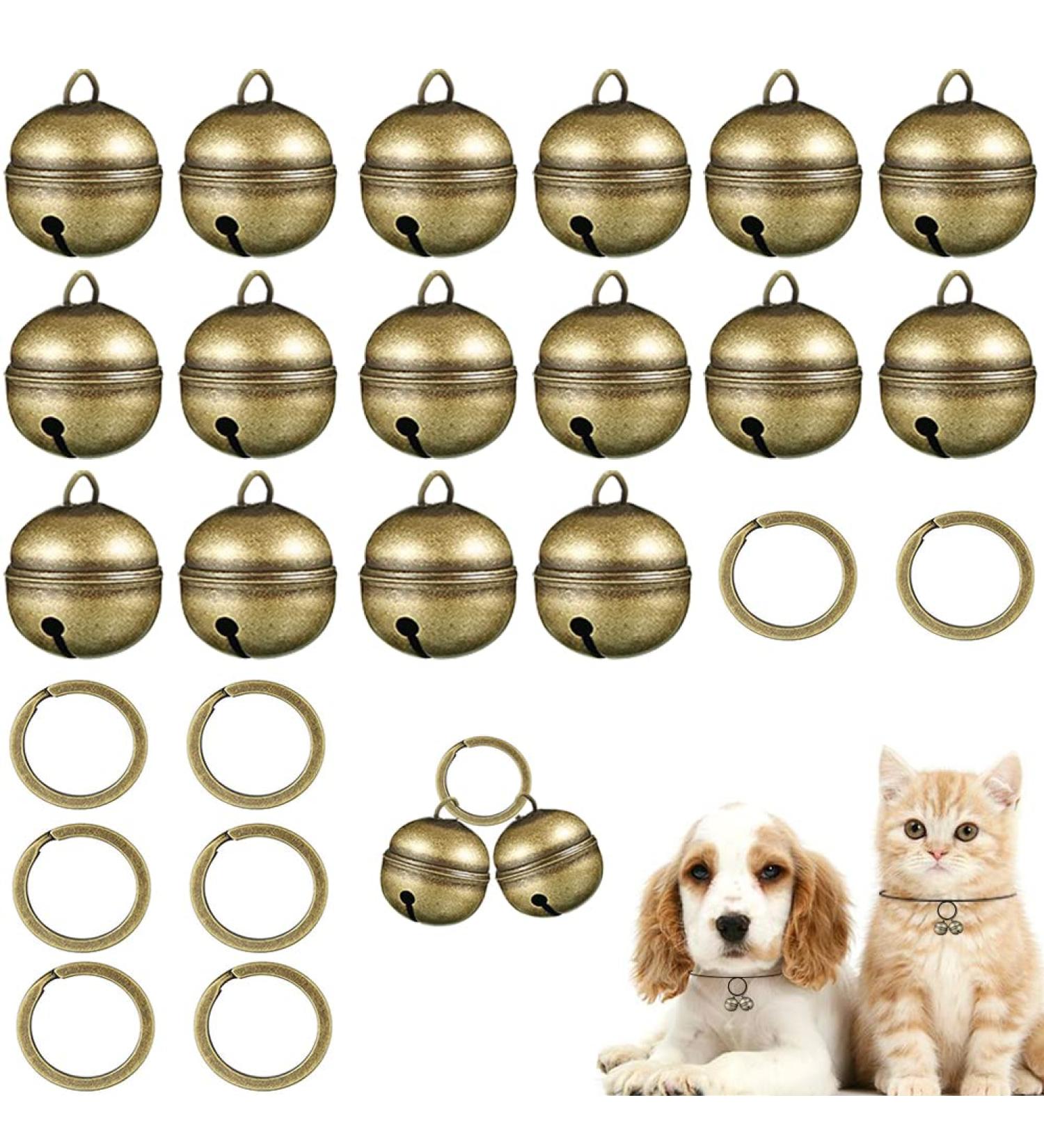 16-String Dog Collar Bell Set: Loud Brass Cat Bells with Key Rings for Pet Collar - Vintage Bronze Jingle Bells for Doorbell & Potty Training - Buy Online on GoSupps.com